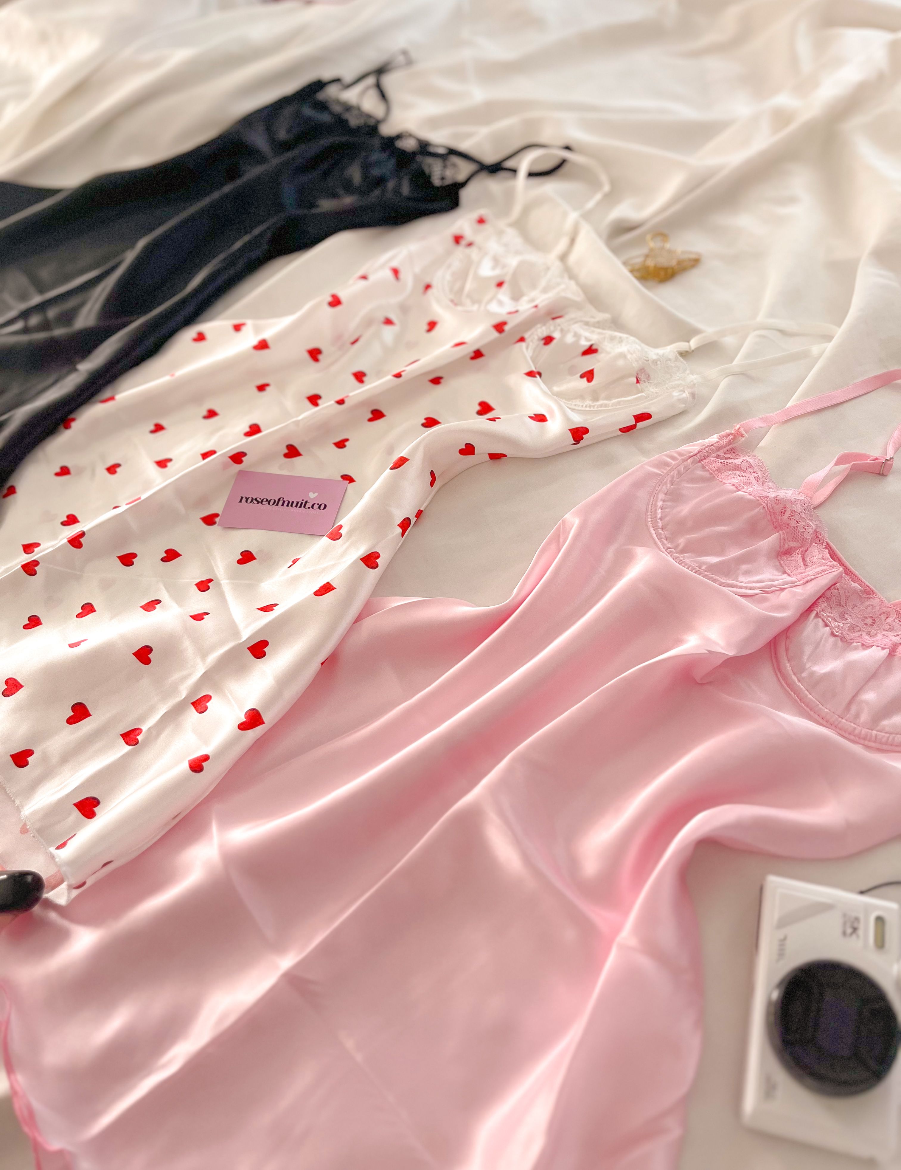 Midnight Valentine Satin Set (3 Parça) 