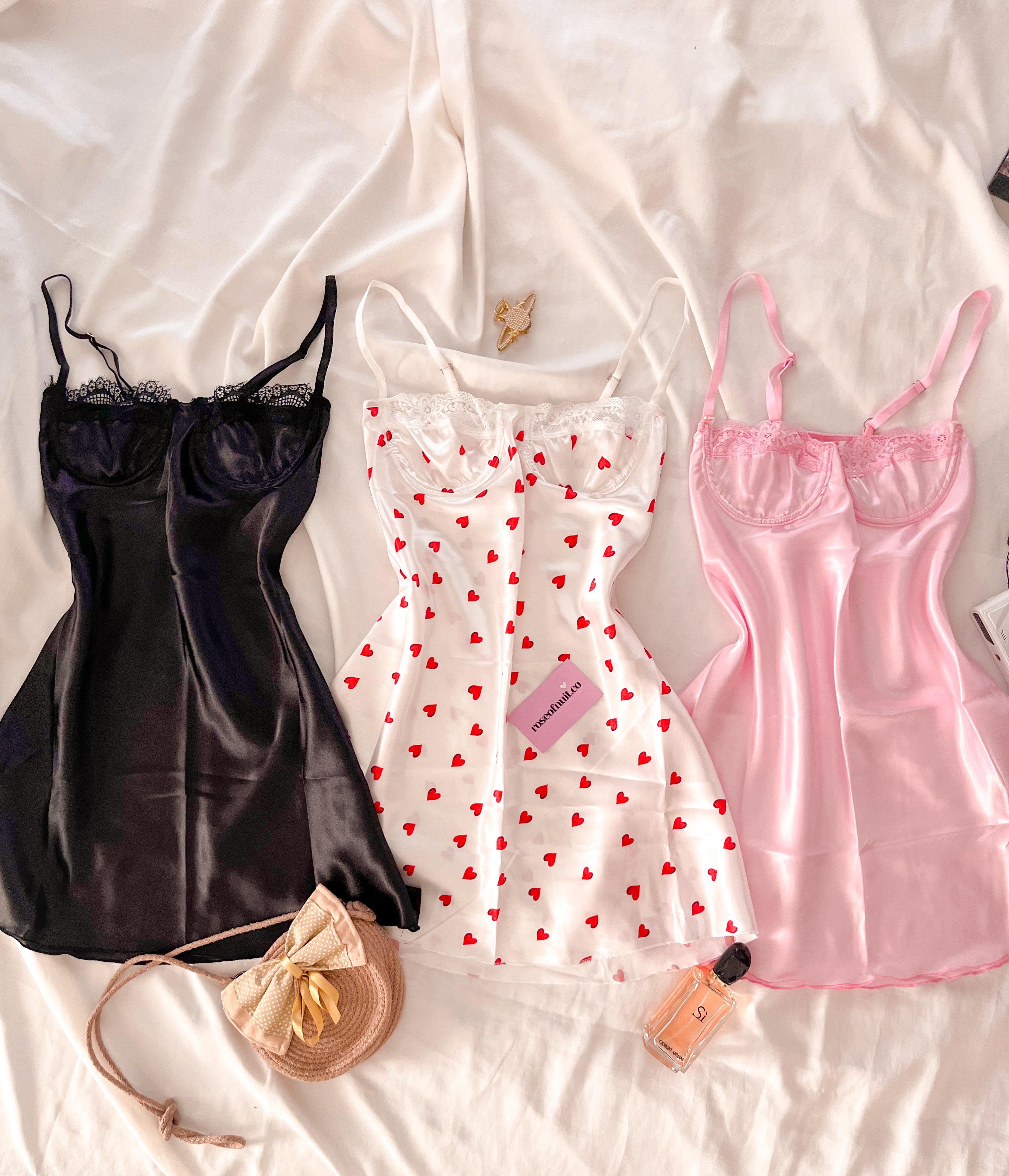 Midnight Valentine Satin Set (3 Parça) 