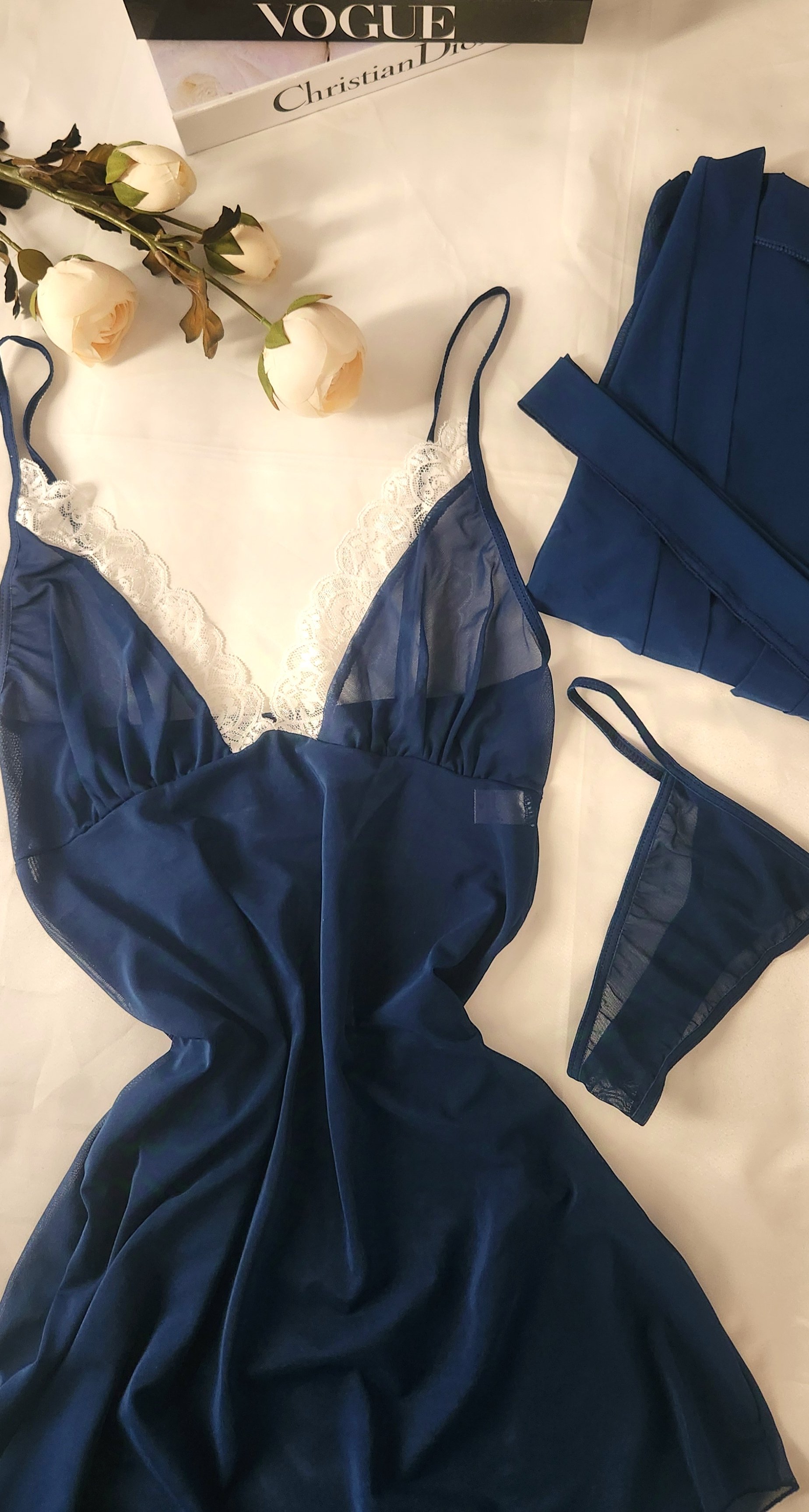 Romantic Velvet Babydoll Set ( String Hediyeli )