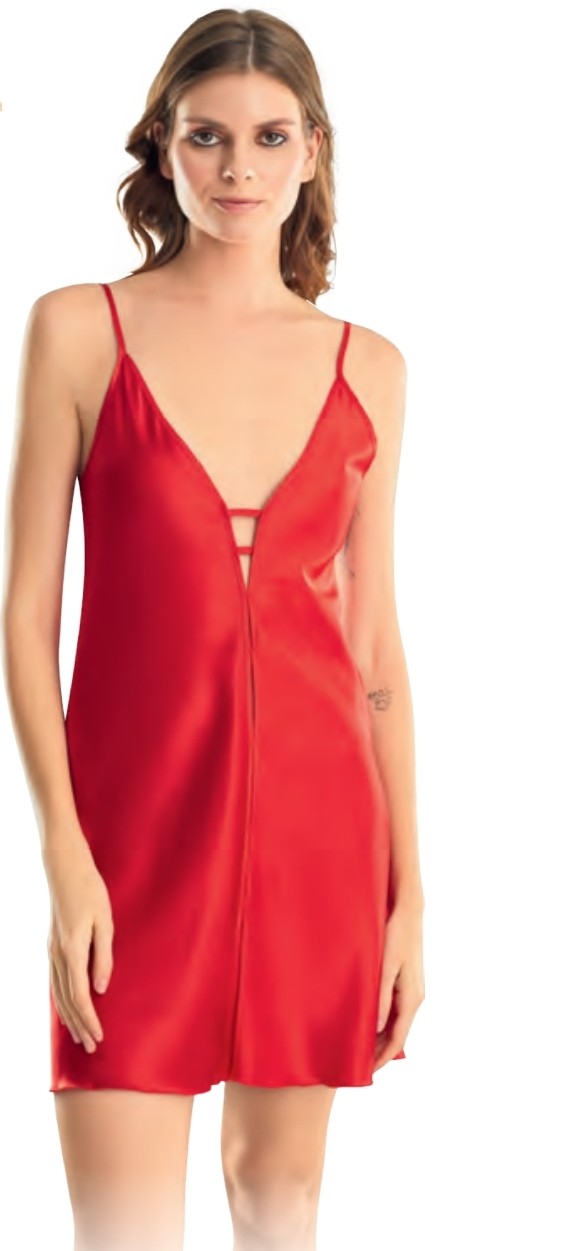 Rio Göğüs İp Detay Babydoll  - Kırmızı