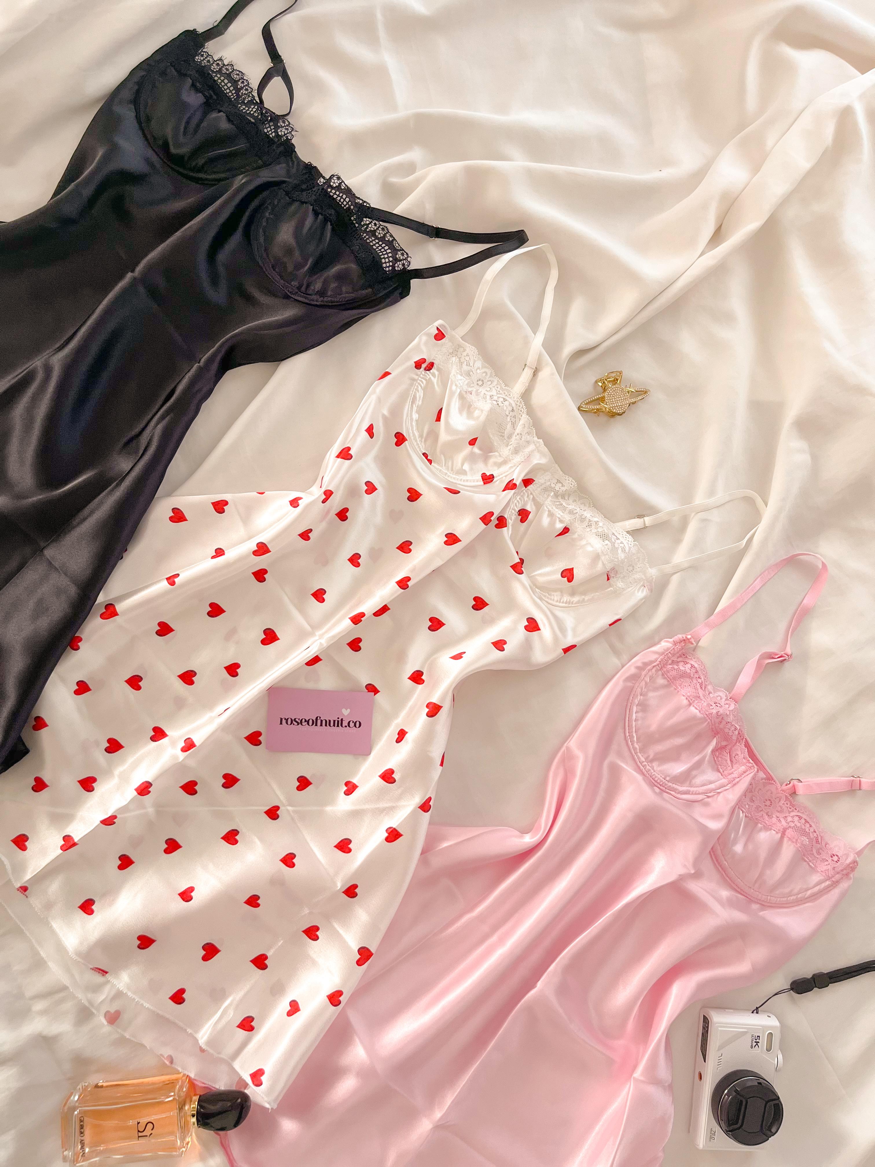 Midnight Valentine Satin Set (3 Parça) 