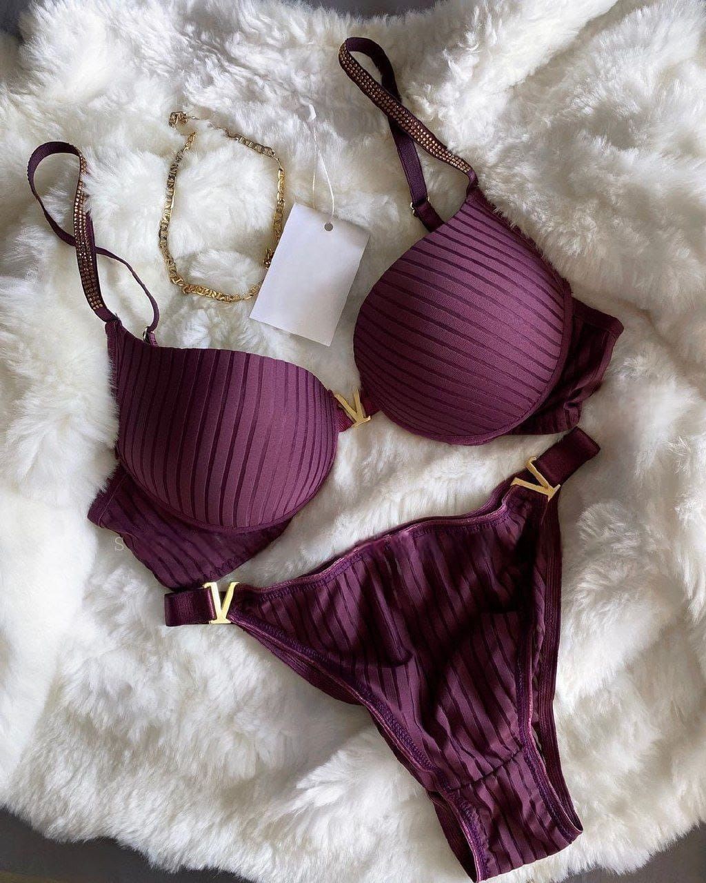 Victoria Model Push Up Sütyen Takım - Mor