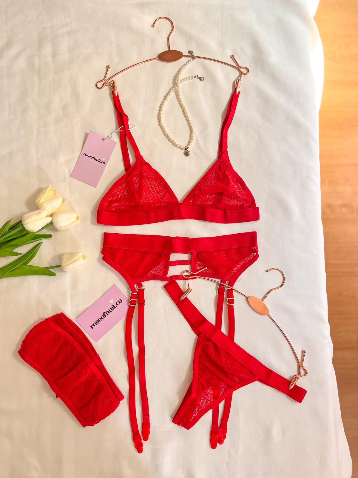 Anastasia Jartiyer Set - Kırmızı