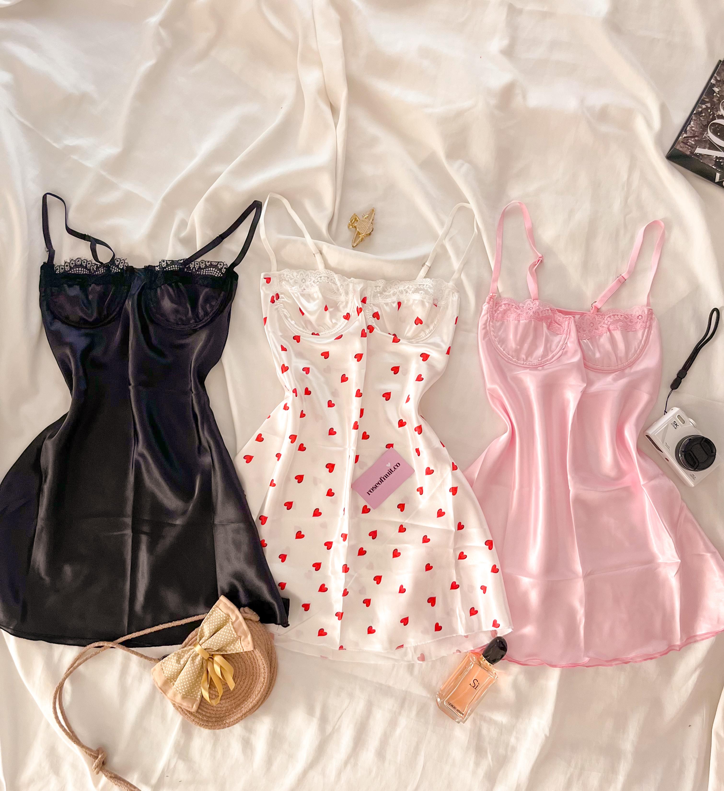 Midnight Valentine Satin Set (3 Parça) 