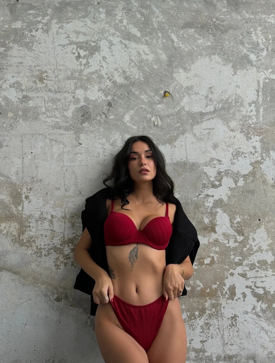 Silvanna Örgü Model Sütyen Set - Bordo