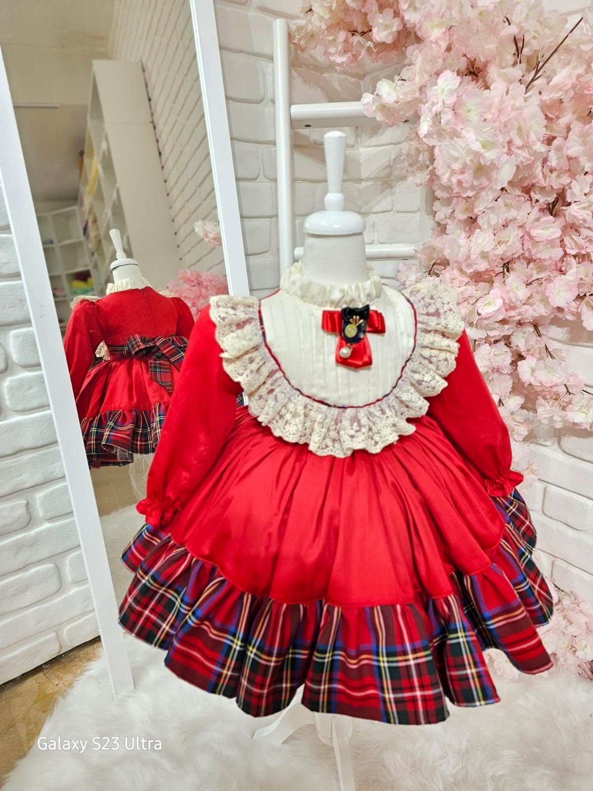 Kırmızı Kareli Kız Bebek Elbisesi,Doğum günü elbise,fotoğraf çekim elbise,0-10 Yaş Uygun