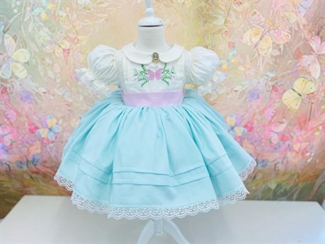 Mint Yeşili Nakışlı Elbise, Özel Dikim Kız Çocuk Elbisesi, Doğum günü elbisesi, fotoğraf çekim elbisesi, Kız Bebek Hediyesi, 0-7 Yaşa Uygun