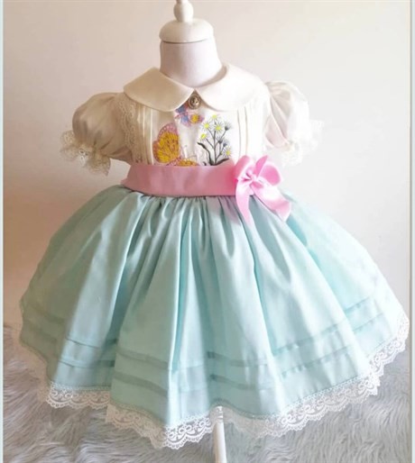 Mint Pembe Kemerli Nakışlı Kız Bebek Elbisesi, Özel Dikim Kız Çocuk Elbisesi, Doğum günü elbisesi, fotoğraf çekim elbisesi, Kız Bebek Hediyesi, 0-7 Yaşa Uygun
