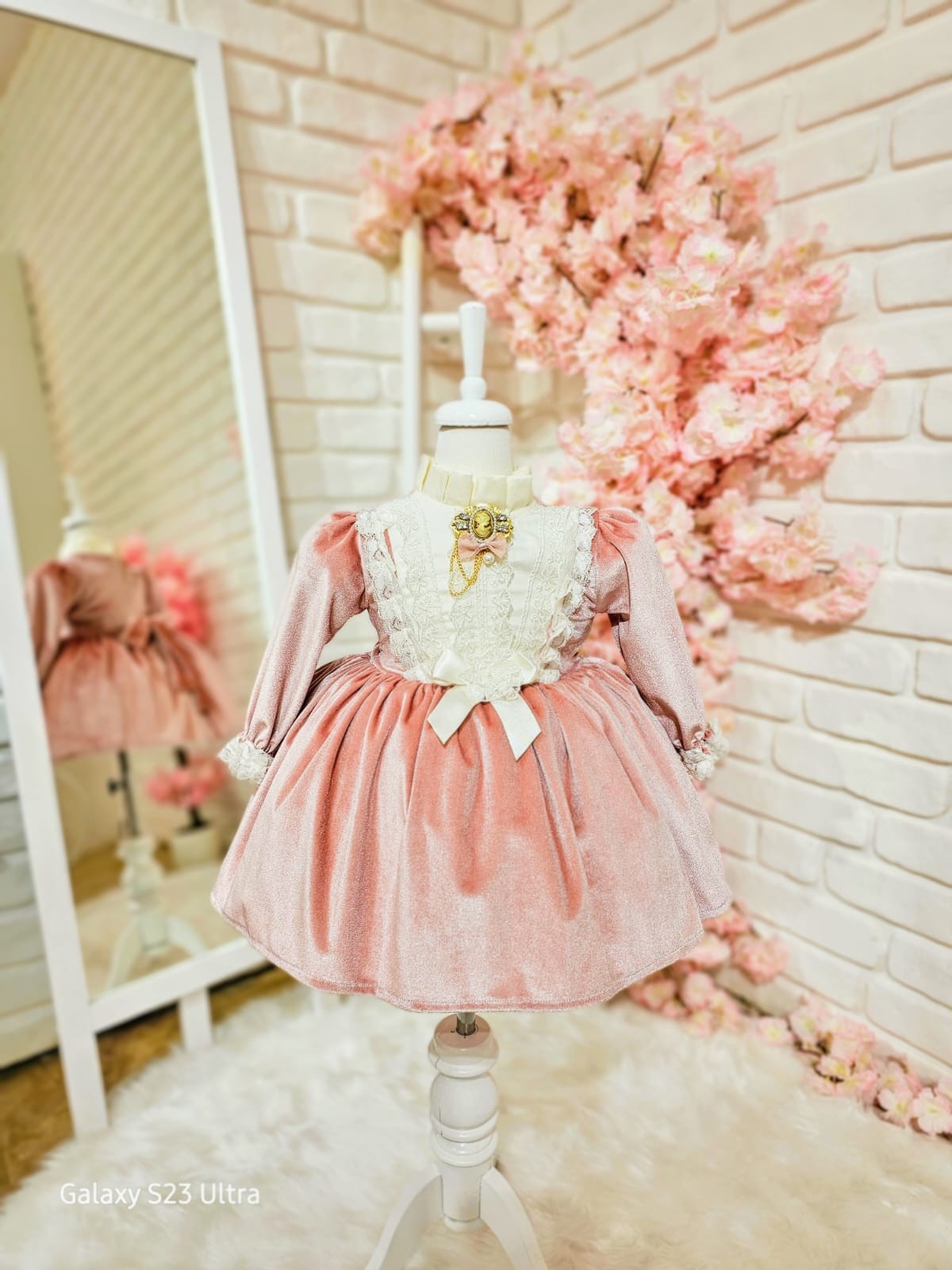 Kadife Pudra Pembe Kız Bebek Elbisesi,Doğum günü elbisesi,0-10 Yaşa Uygun
