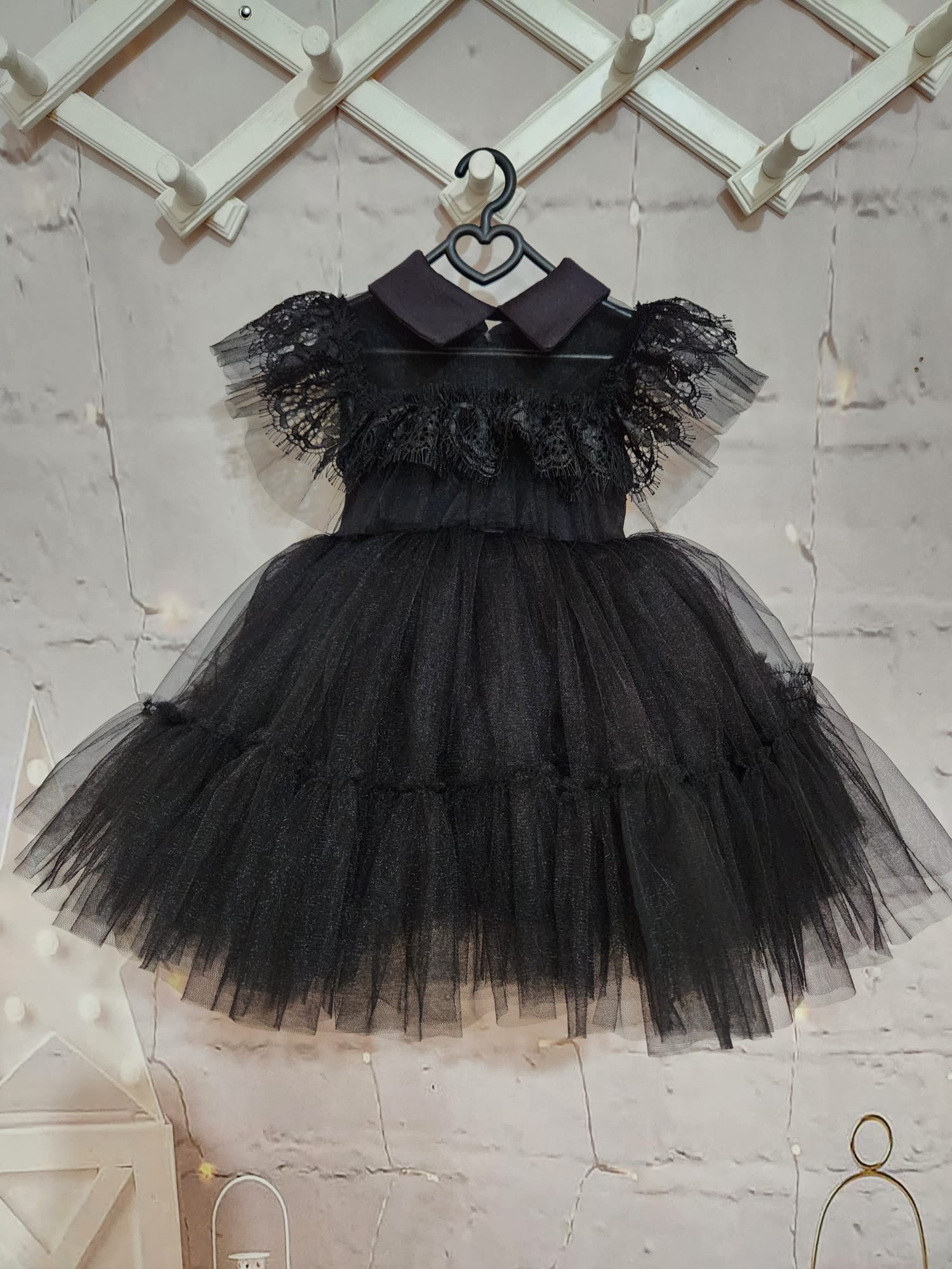 Wednesday Siyah Vintage Kız Bebek Elbisesi,Doğum günü elbise, fotoğraf çekim elbise,0-10 Yaşa Uygun