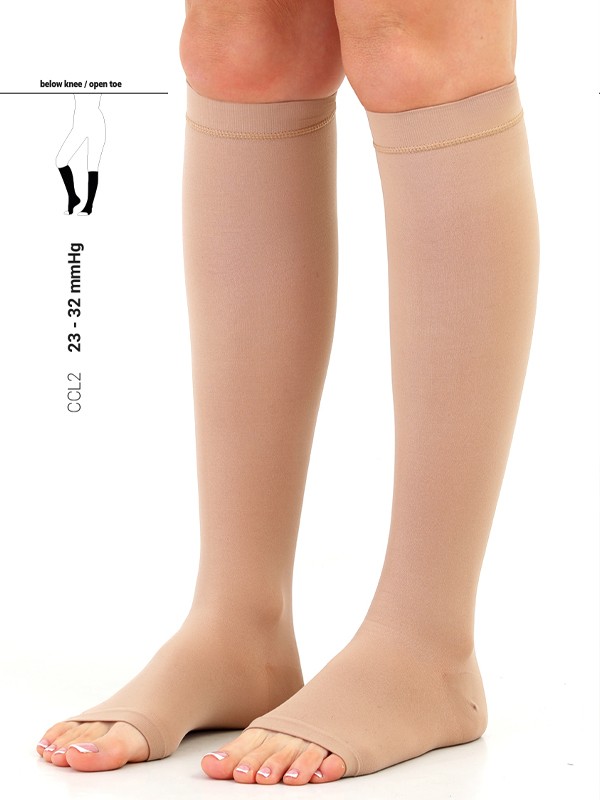 CP-630 	COMPRESSION STOCKING BELOW THE KNEE (OPEN TOE) CCL2