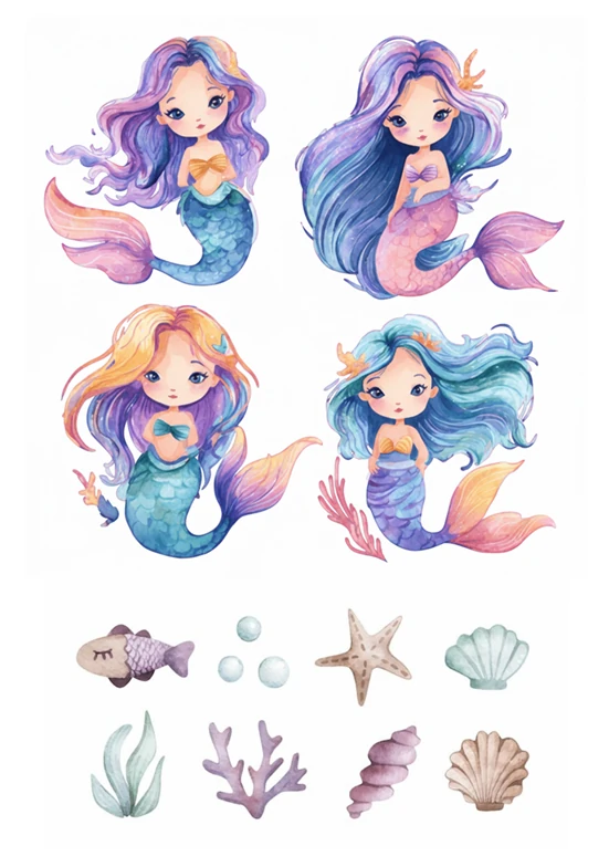 Hazır Yenilebilir Baskı - Deniz Kızı