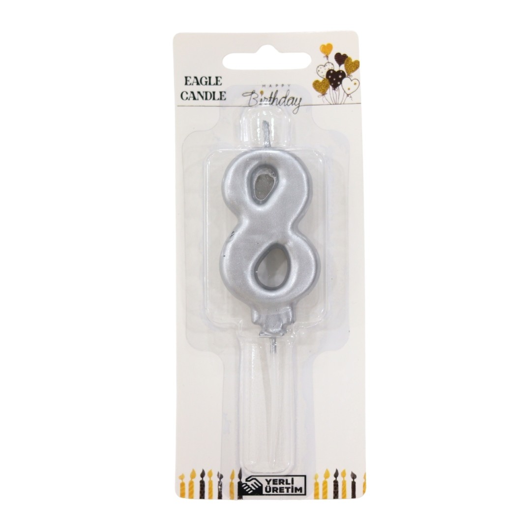 Rakam Mum Gümüş - 8 Rakamı