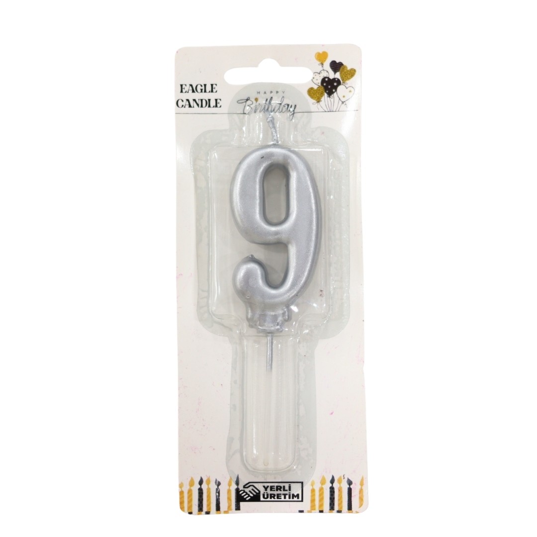 Rakam Mum Gümüş - 9 Rakamı