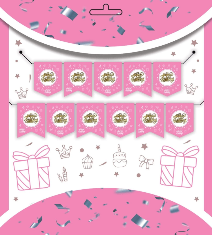 Banner - Happy Birthday Pembe