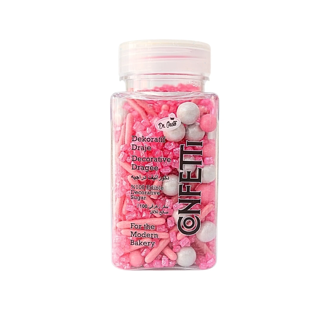 Dr Gusto Konfeti Sprinkles Süs Şekeri 100 gr - Pembe