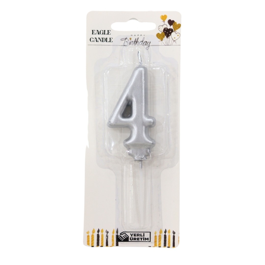 Rakam Mum Gümüş - 4 Rakamı