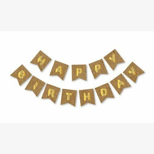 Banner - Happy Birthday Kraft Yaldızlı Gold