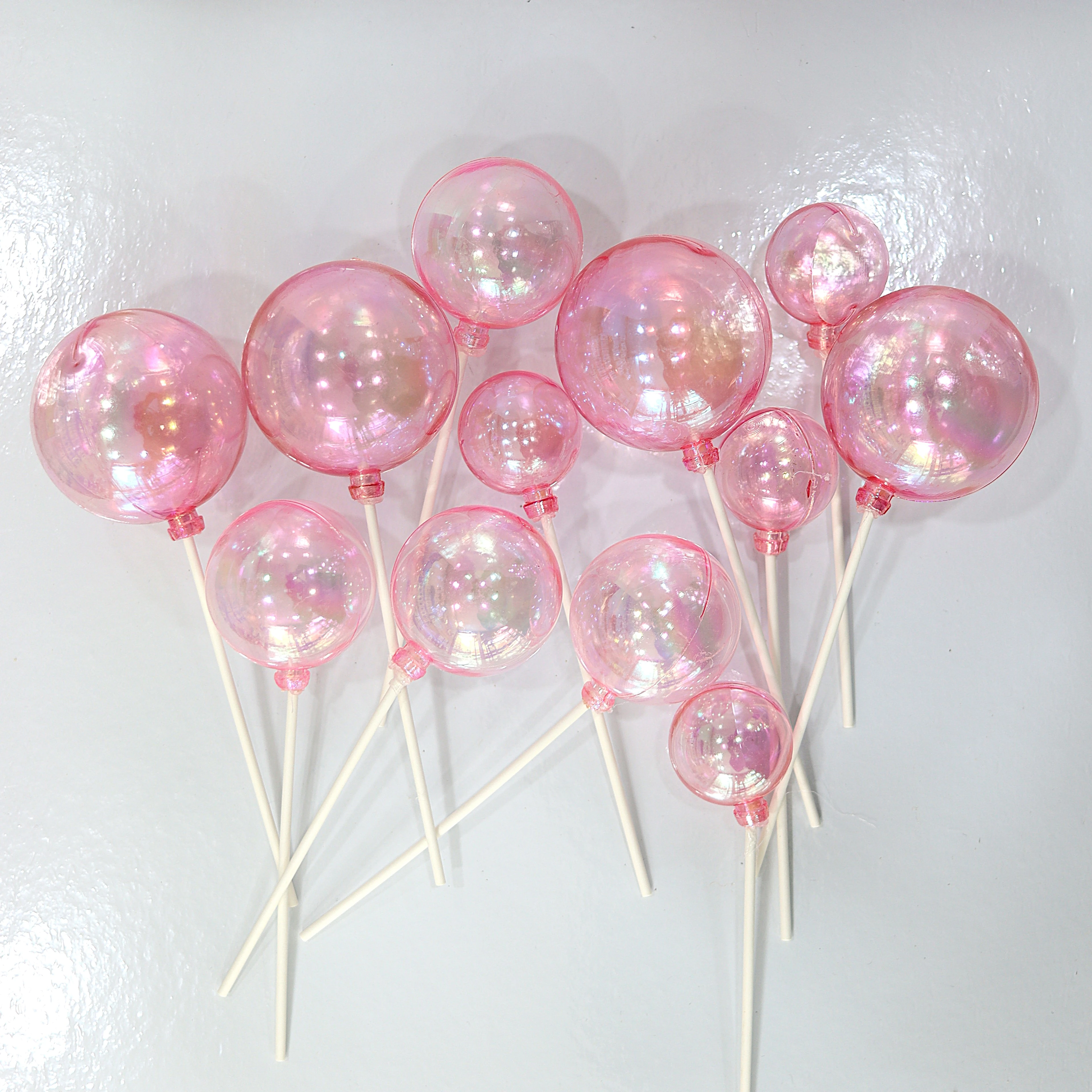 Şeffaf Top Süs 12'li - Pembe