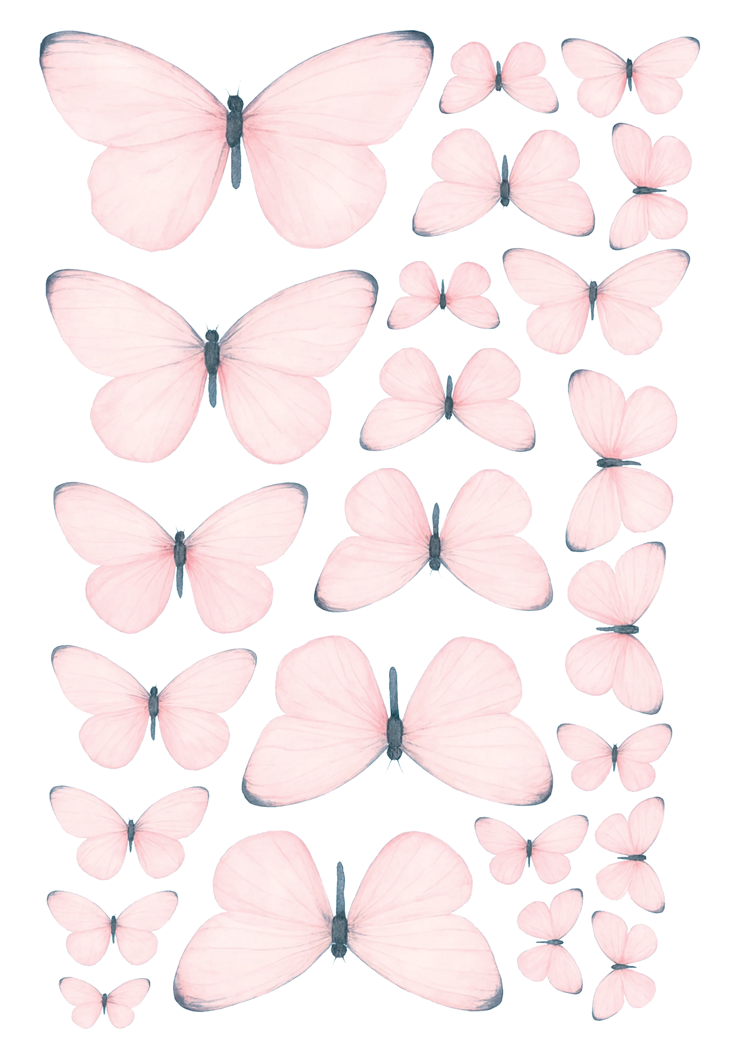 Hazır Yenilebilir Baskı - Açık Pembe Kelebek