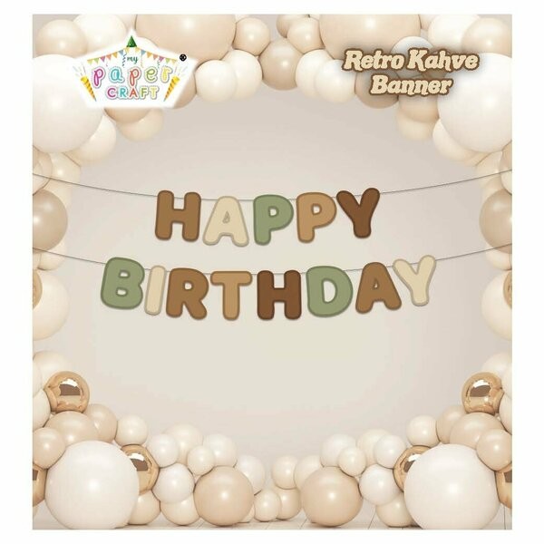Banner - Happy Birthday Retro Kahve