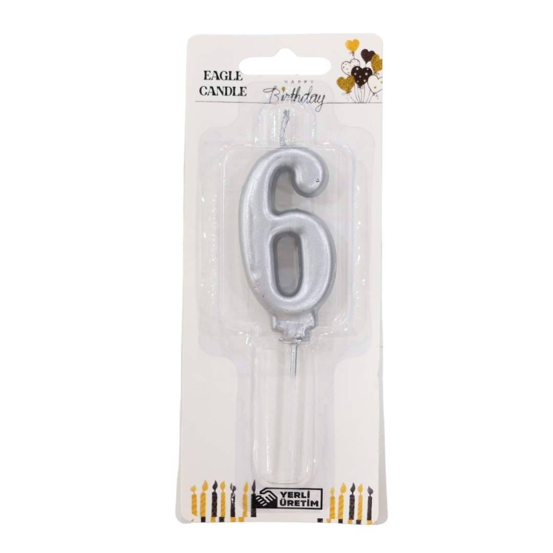 Rakam Mum Gümüş - 6 Rakamı