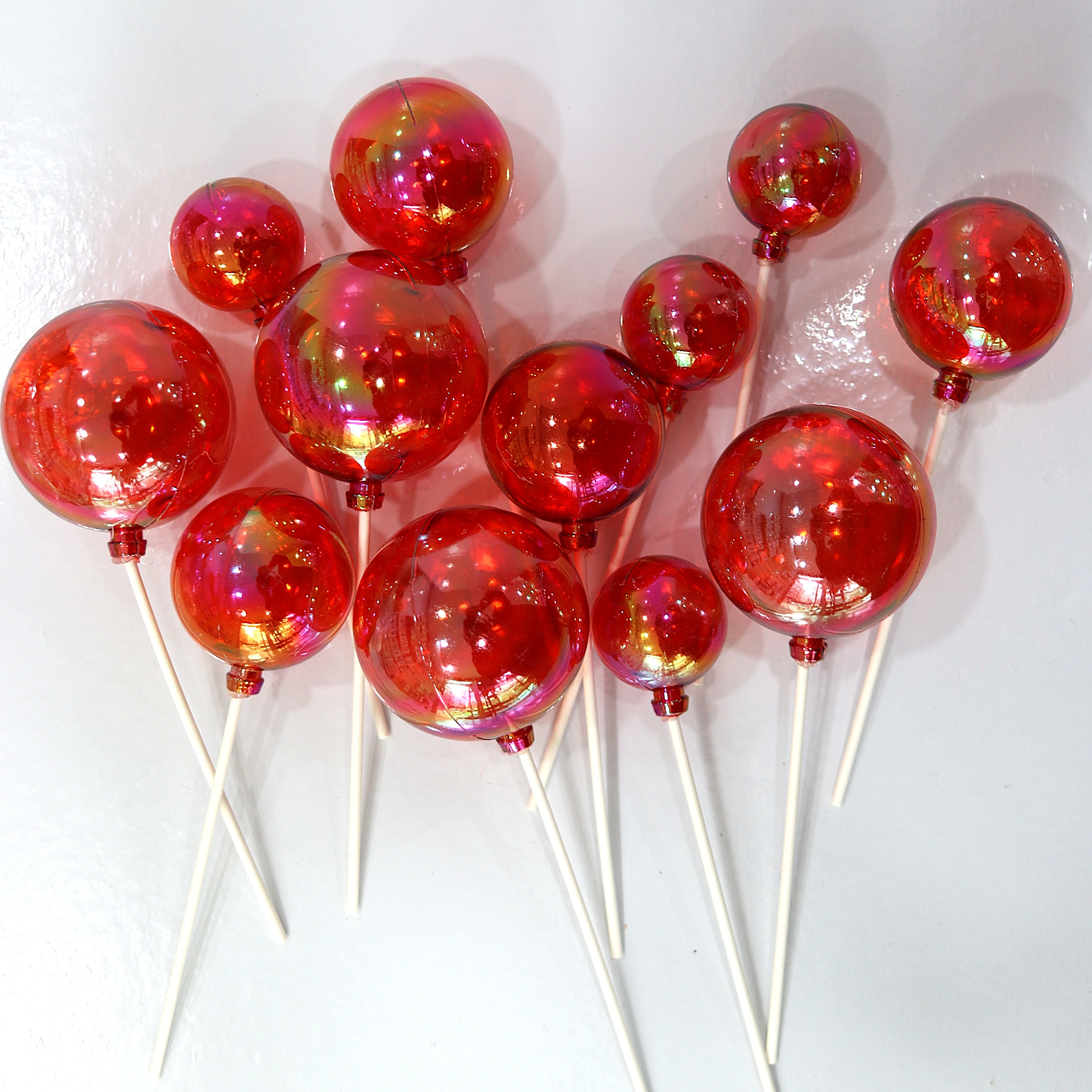 Şeffaf Top Süs 12'li - Kırmızı