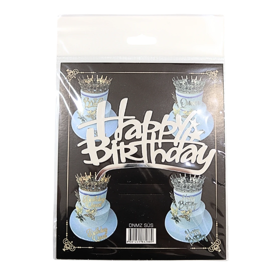 Happy Birthday Gümüş Pasta Önü-2