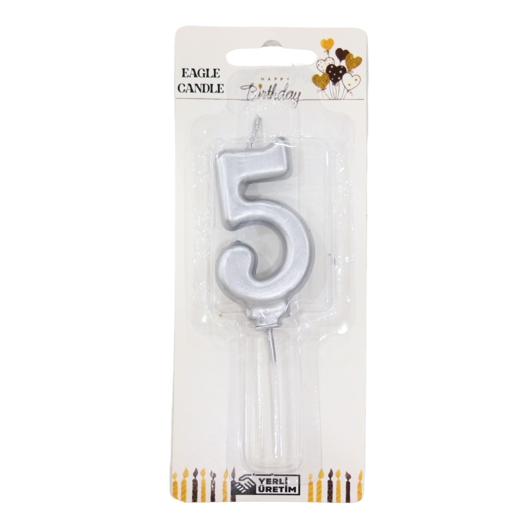 Rakam Mum Gümüş - 5 Rakamı
