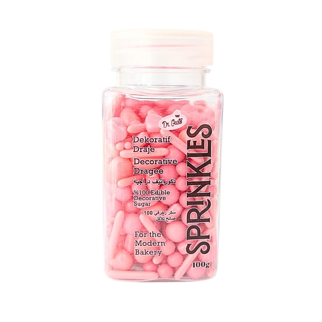 Dr Gusto Twinkles Sprinkles Süs Şekeri 100 gr - Pembe