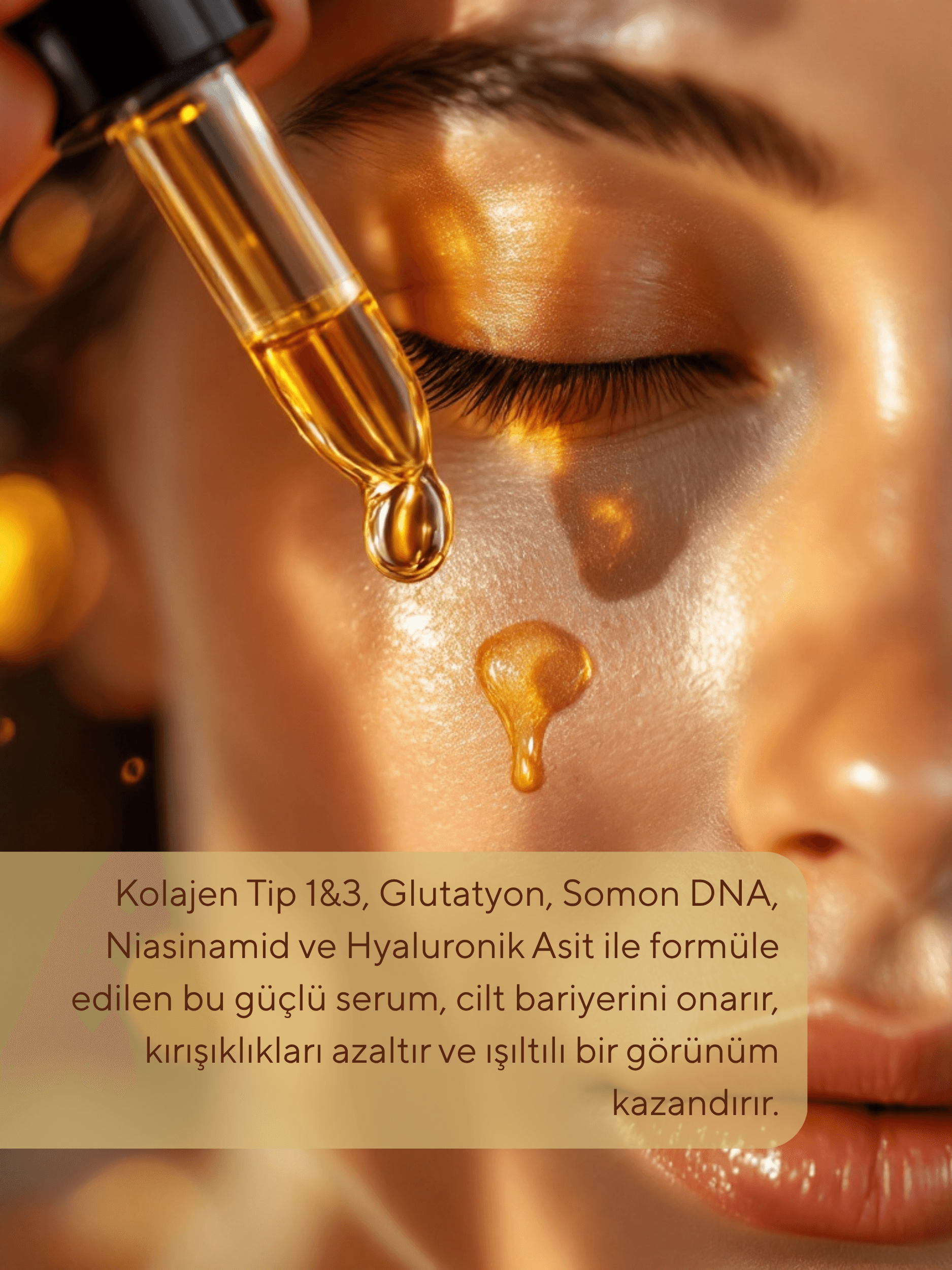 Anti Aging Yüz Serumu 50 ml | Kol I&III+Glutatyon+Somon DNA - Niasinamid+HA ile Kırışık/Leke Karşıtı