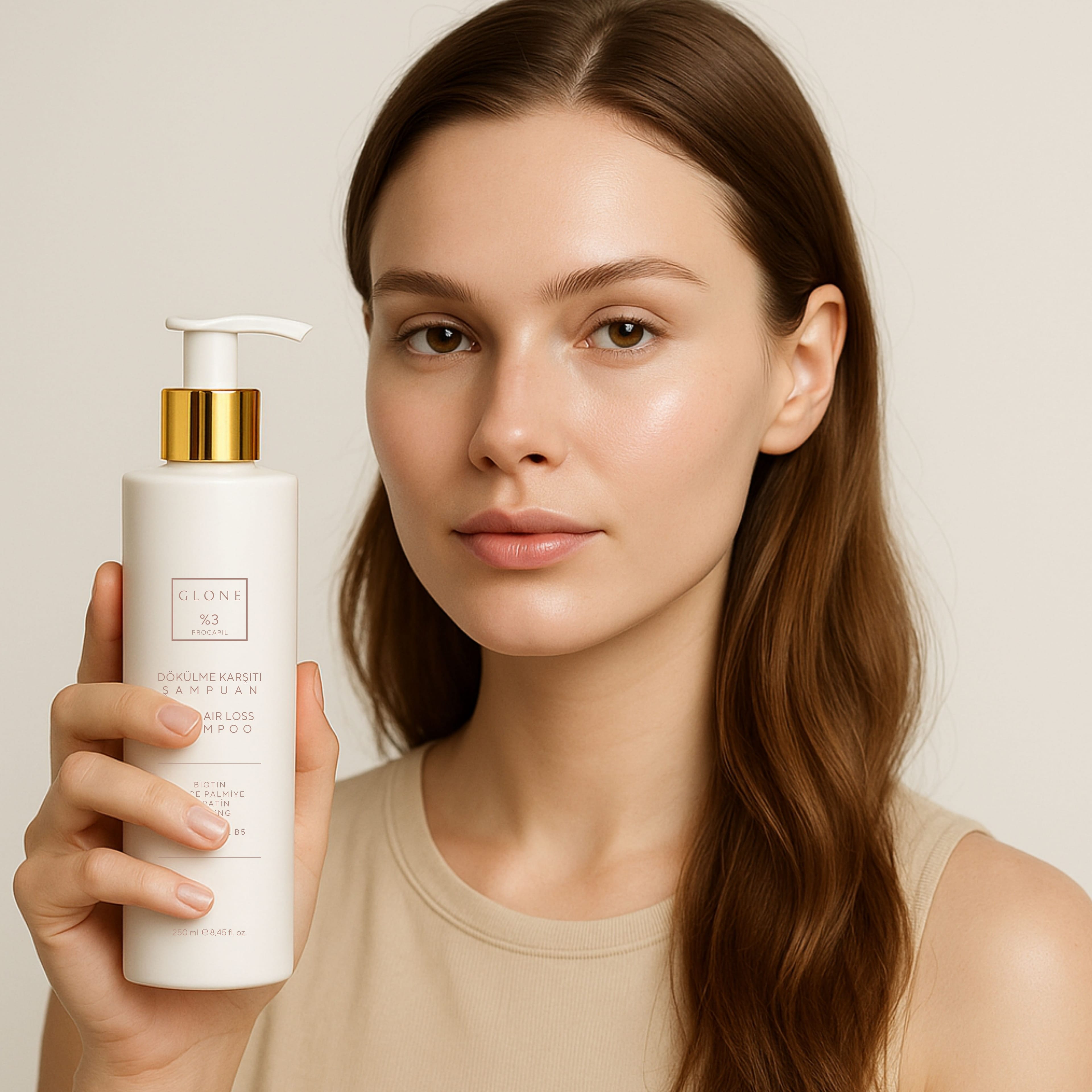 GLONE Anti Hair Loss Shampoo %3 Procapil Dökülme Karşıtı Şampuan 250ml – Biotinli, Keratinli, Ginseng & Kafein İçerikli, Tüm Saç Tipleri İçin
