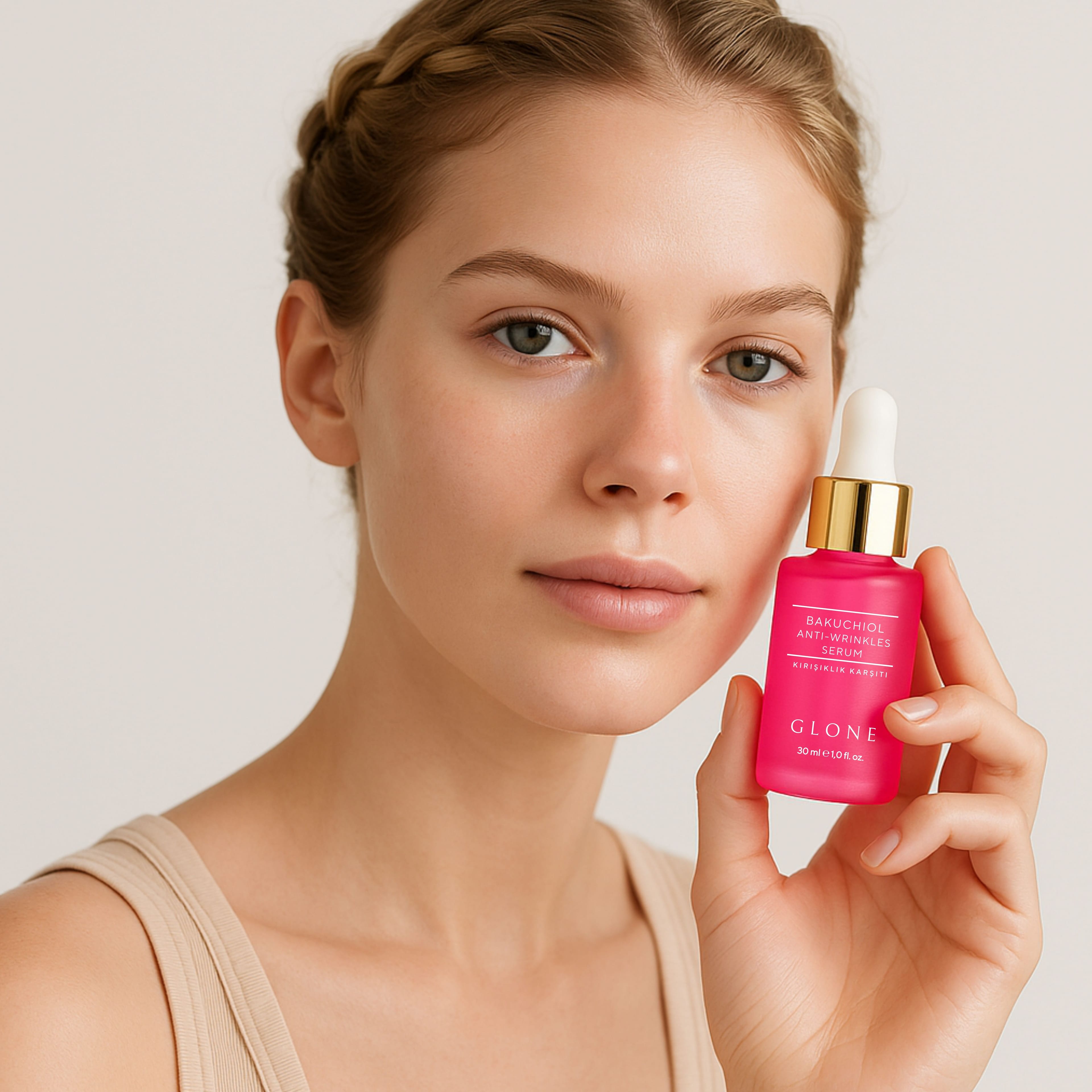 GLONE Bakuchiol Kırışıklık Karşıtı Serum 30ml | Bakuchiol, Hyaluronik Asit & Centella Asiatica İçeren Kırışıklık Karşıtı Serum | Doğal Retinol Alternatifi | Cilt Sıkılaştırma ve Nem