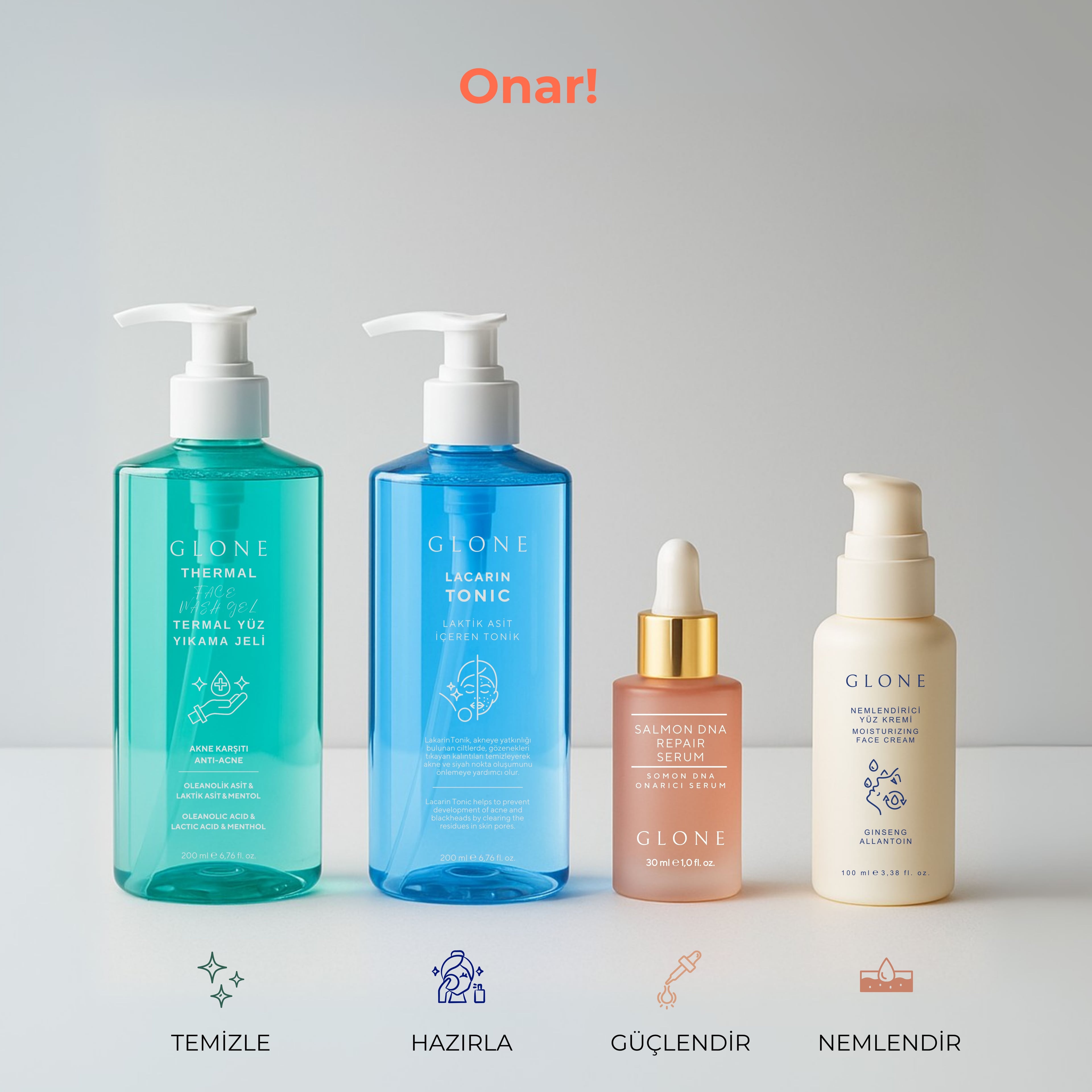 GLONE Somon DNA Onarıcı Serum 30ml | Somon DNA, Collagen & Hyaluronik Asit İçeren Anti-Aging Serum | Kırışıklık Onarımı ve Cilt Yenileme