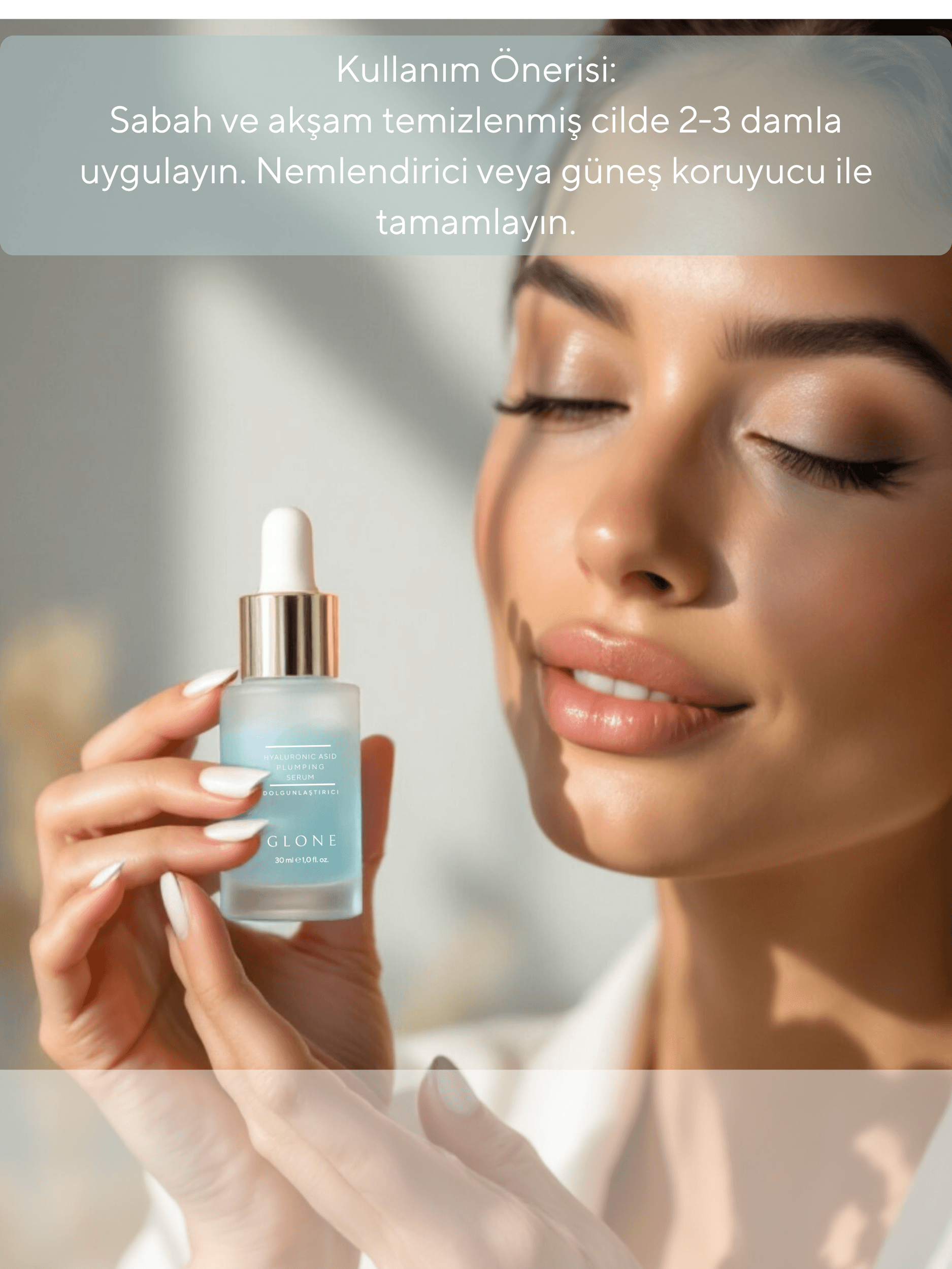 GLONE Hyaluronik Asit Dolgunlaştırıcı Serum 30ml | Collagen, Niacinamide & Panthenol İçeren Yoğun Nem ve Dolgunluk Serumu | Cilt Sıkılaştırma ve Işıltı