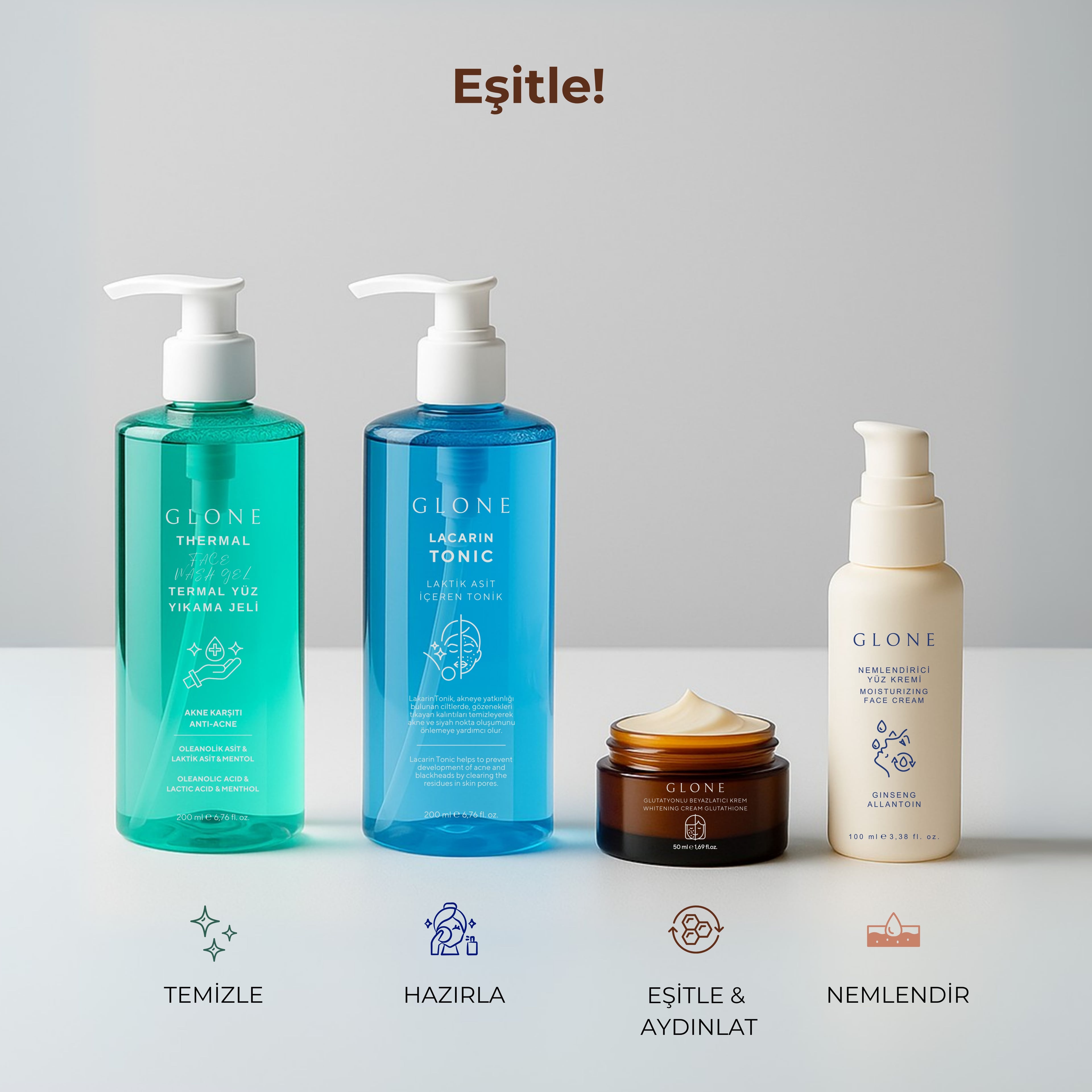 GLONE Glutatyonlu Beyazlatıcı Krem | Niacinamide, Glikolik Asit & Alpha Arbutin İçerikli - Cilt Beyazlatma, Leke Karşıtı ve Parlaklık Sağlayan Bakım 50 ml | Shea Yağı & Panthenol ile Nemlendirici