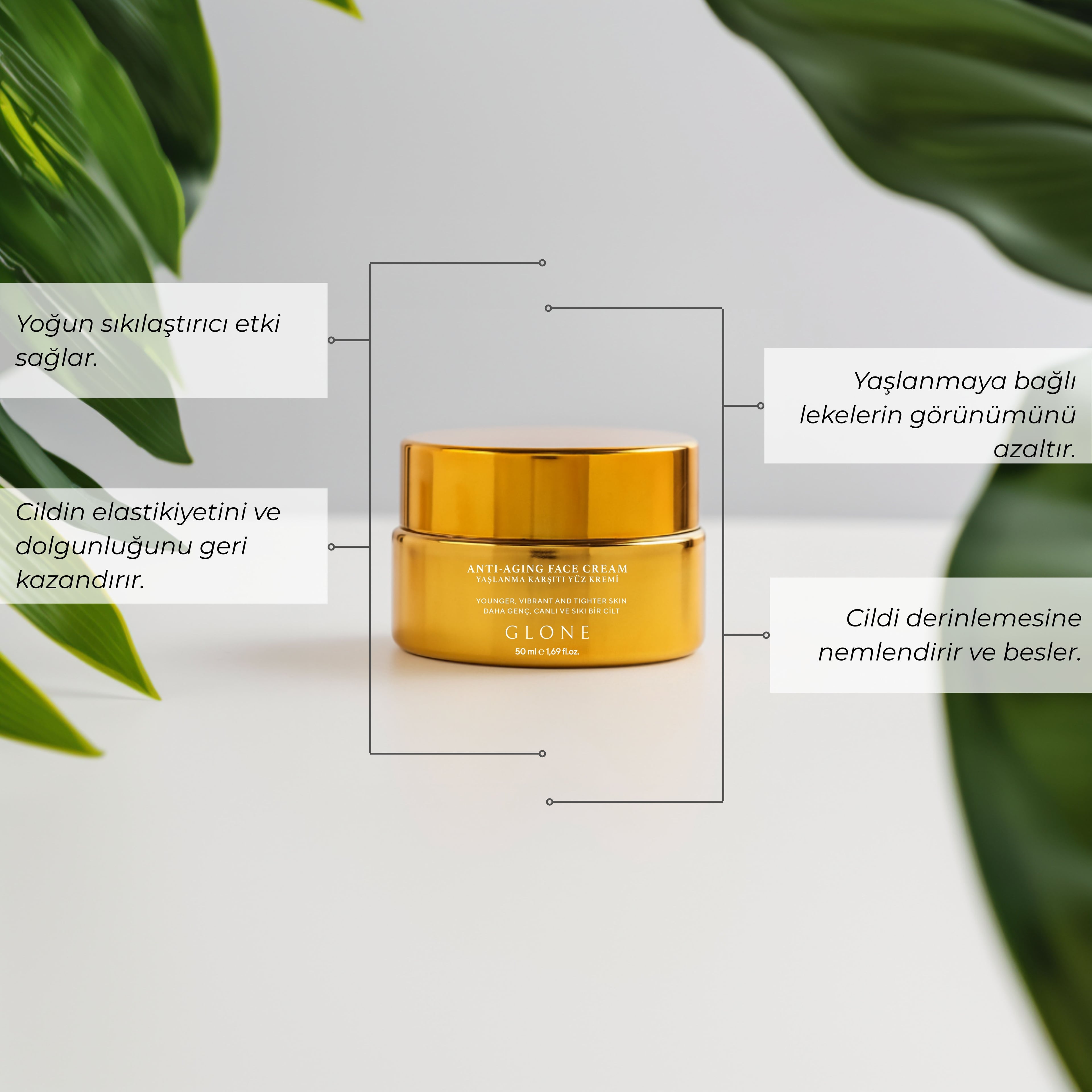 Anti Aging Kolajen Krem 50ml | Kollajen I&III+Somon DNA&Niasinamid-Sıkılık+Nem+Işıltı | HA&Calendula
