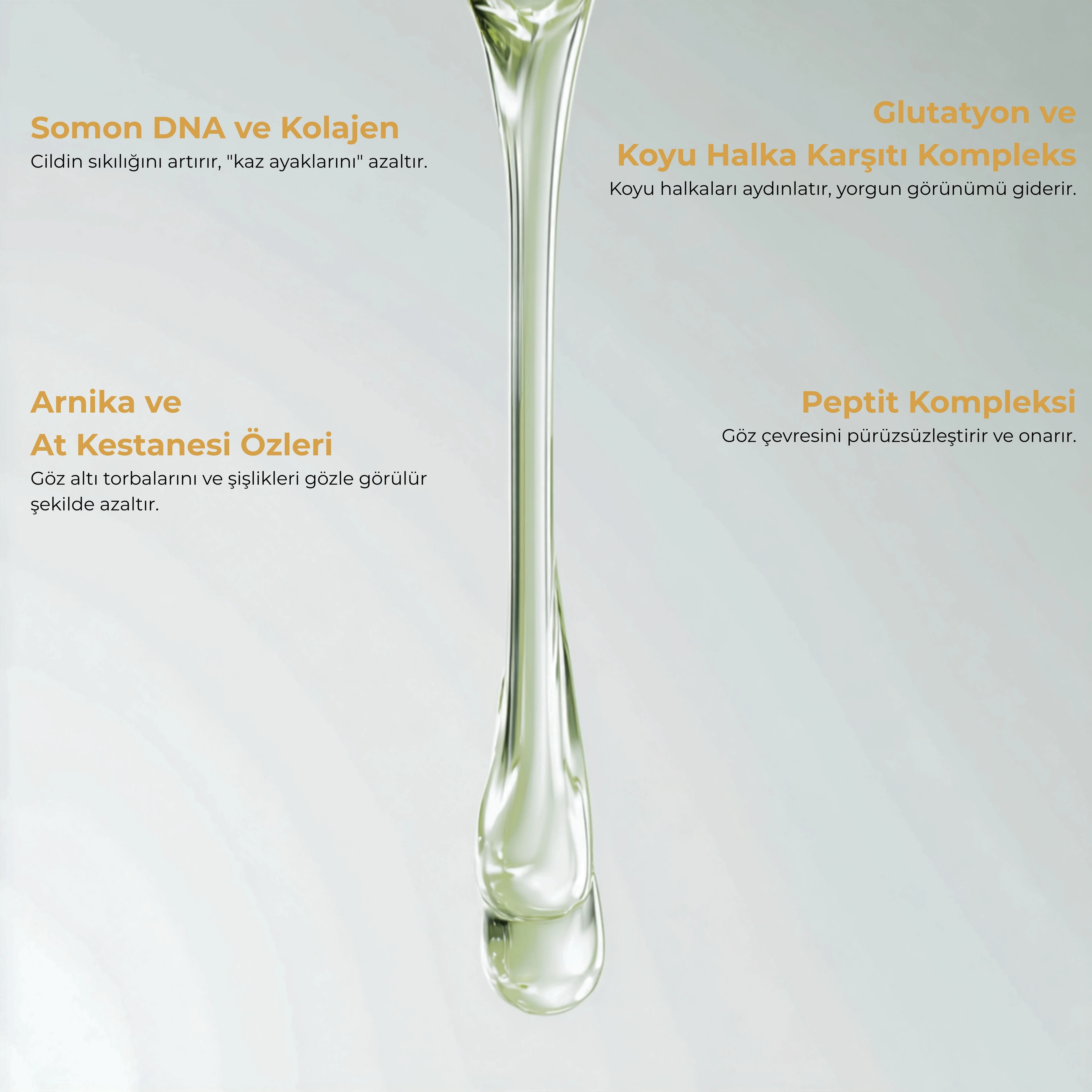 Yoğun Anti Aging Göz Serumu 30ml | Kollajen I+III & Glutatyon & Somon DNA İle Anında Etki 