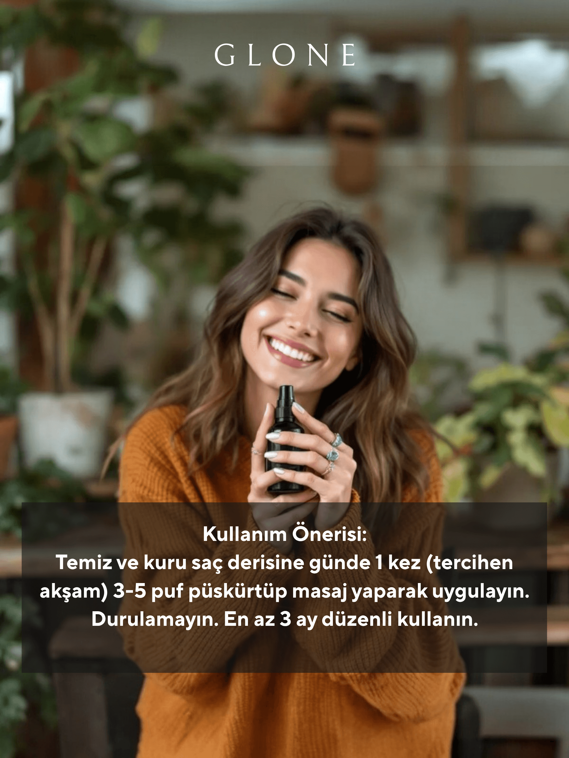 GLONE Biberiye Saç Toniği 150ml | Biberiye Yağı, Keratin & Kafein İçeren Saç Dökülmesi Karşıtı Tonik | Ginseng ve Cüce Palmiye ile Saç Uzatma & Güçlendirme
