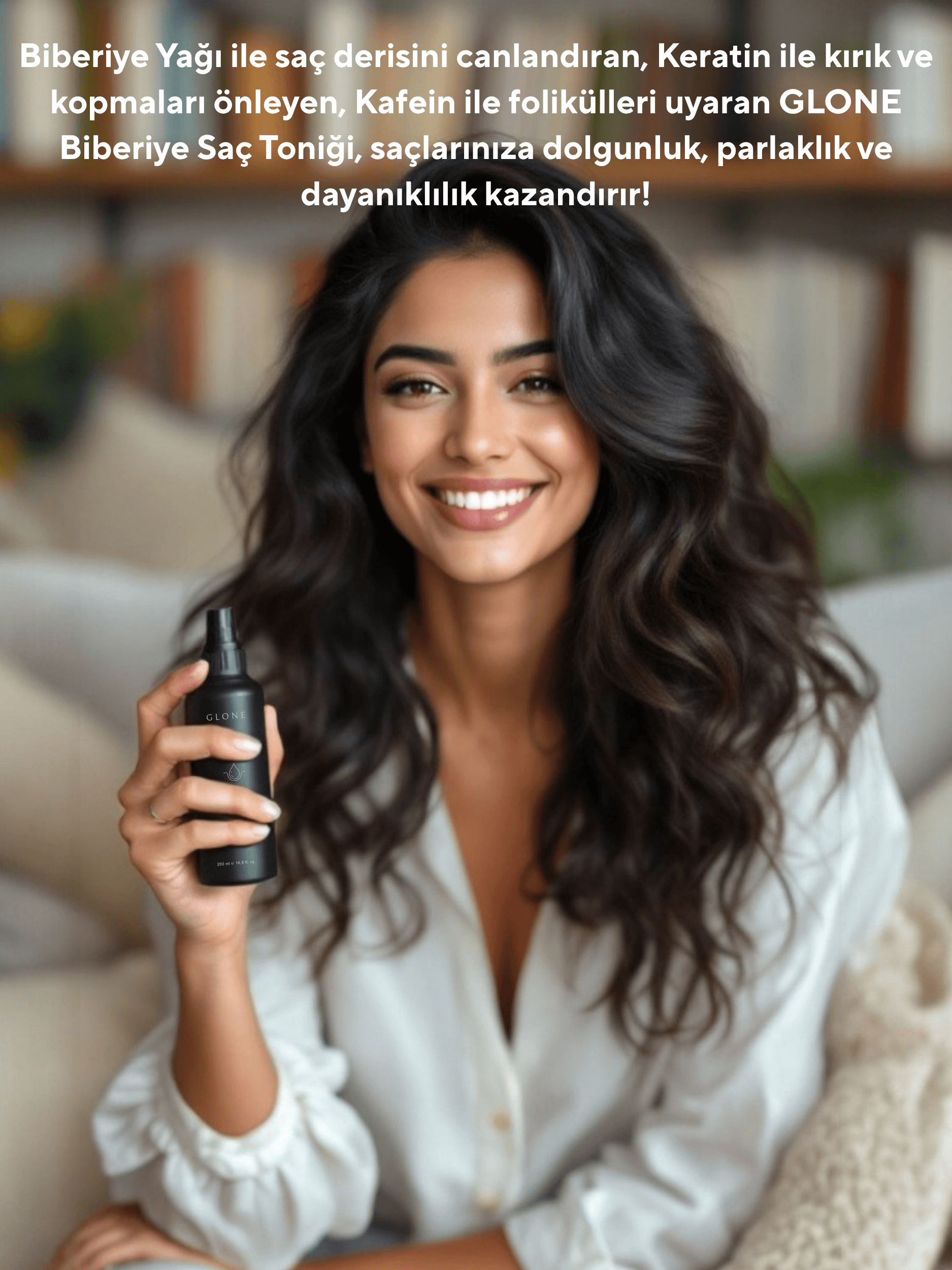 GLONE Biberiye Saç Toniği 150ml | Biberiye Yağı, Keratin & Kafein İçeren Saç Dökülmesi Karşıtı Tonik | Ginseng ve Cüce Palmiye ile Saç Uzatma & Güçlendirme