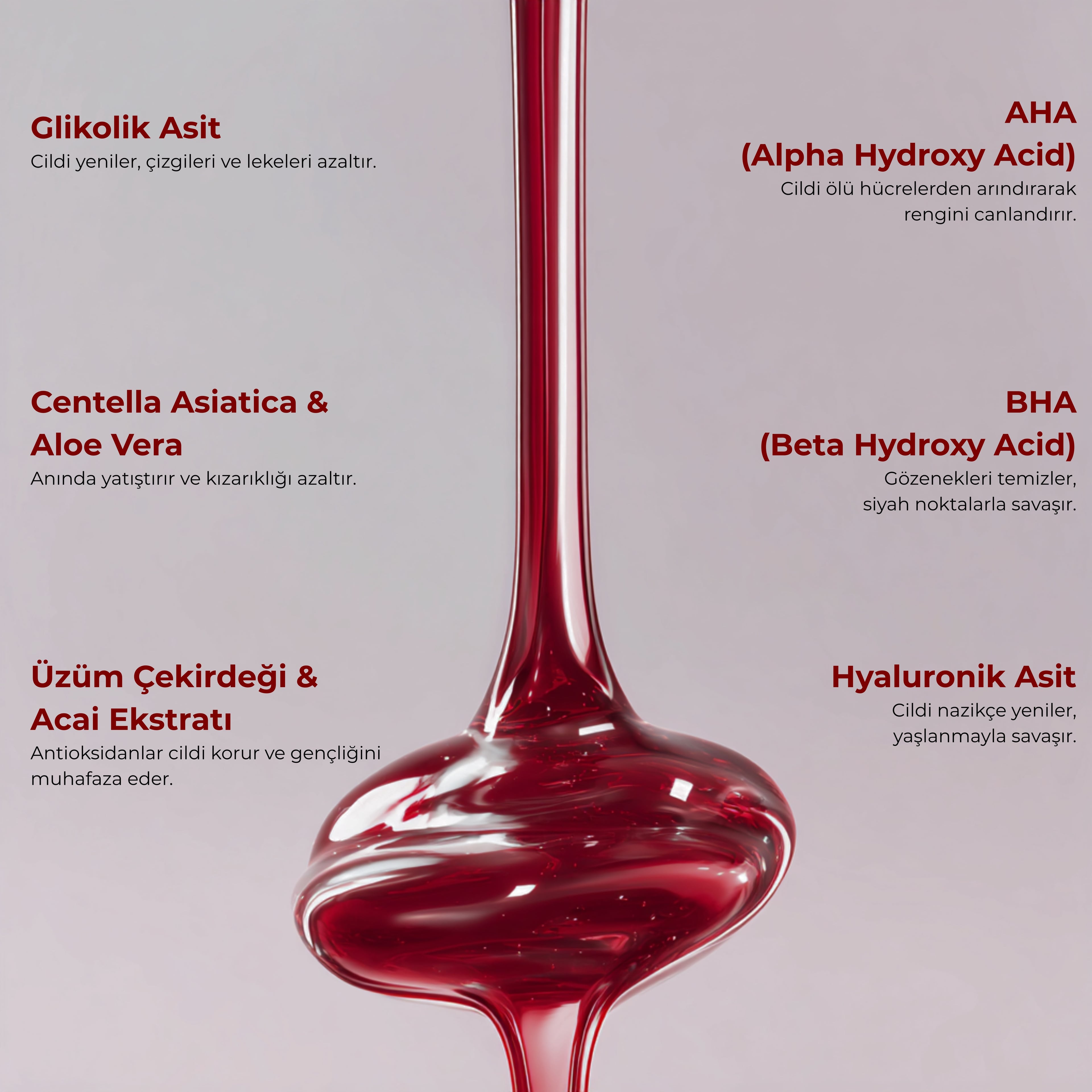GLONE AHA BHA Pürüzsüzleştirici Serum 30ml | Hyaluronik Asit, Glycolic Acid & Centella Asiatica İçeren Peeling Serum | Cilt Yenileme ve Parlaklık