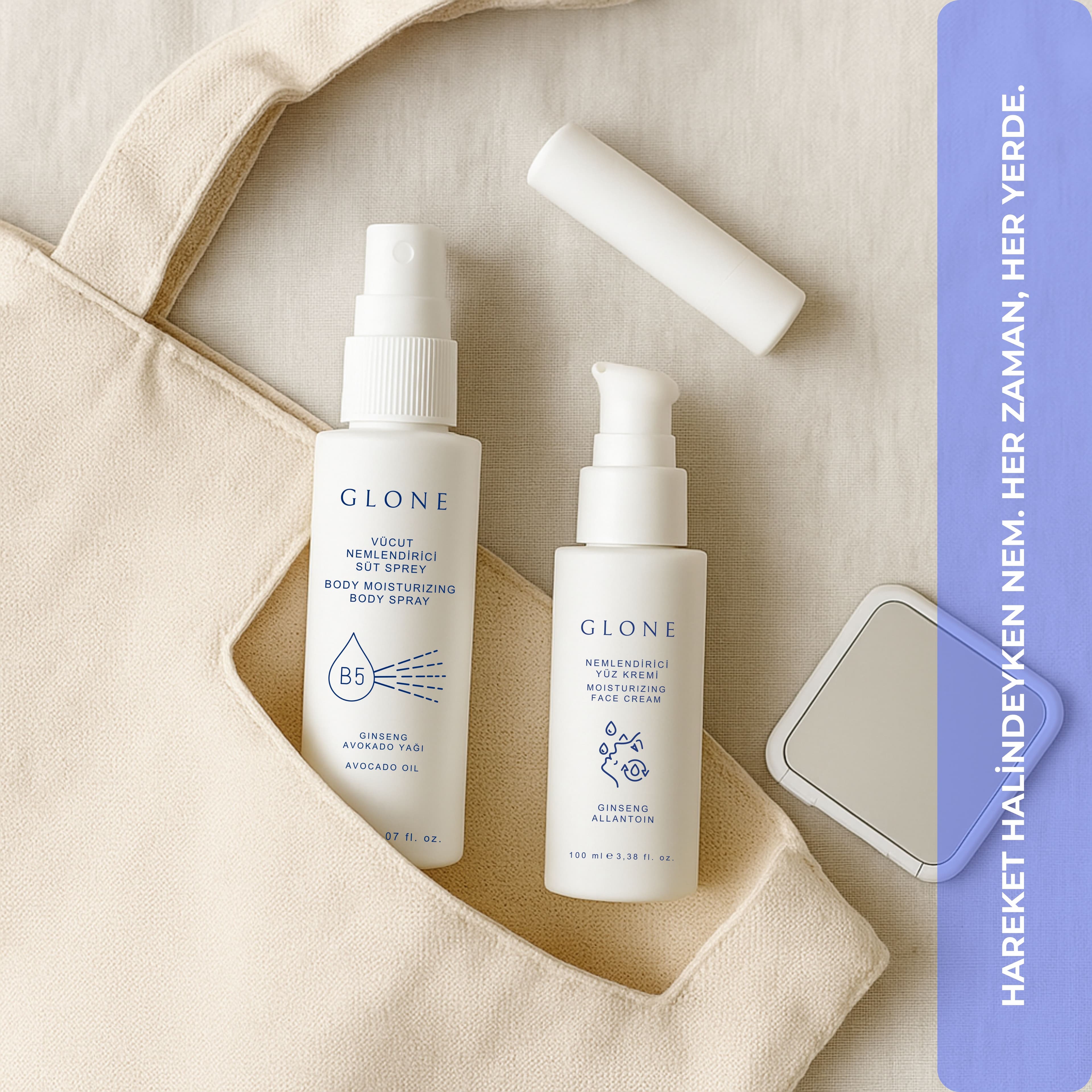 GLONE Nemlendirici Yüz Kremi 100ml | Ginseng, Allantoin & Hyaluronik Asit İçeren Yoğun Nemlendirici | Tüm Cilt Tipleri İçin Onarıcı Bakım