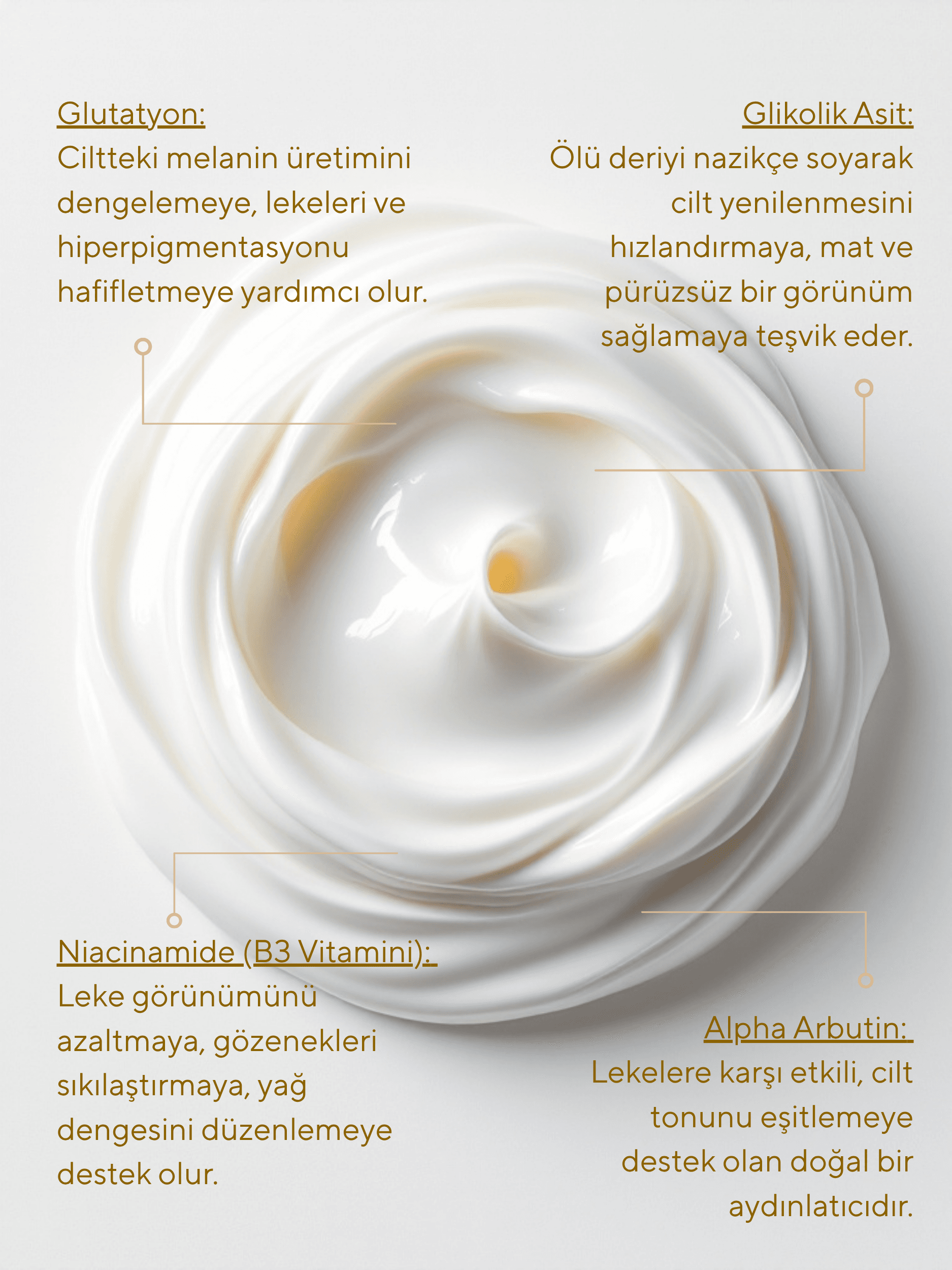 GLONE Glutatyonlu Beyazlatıcı Krem | Niacinamide, Glikolik Asit & Alpha Arbutin İçerikli - Cilt Beyazlatma, Leke Karşıtı ve Parlaklık Sağlayan Bakım 50 ml | Shea Yağı & Panthenol ile Nemlendirici