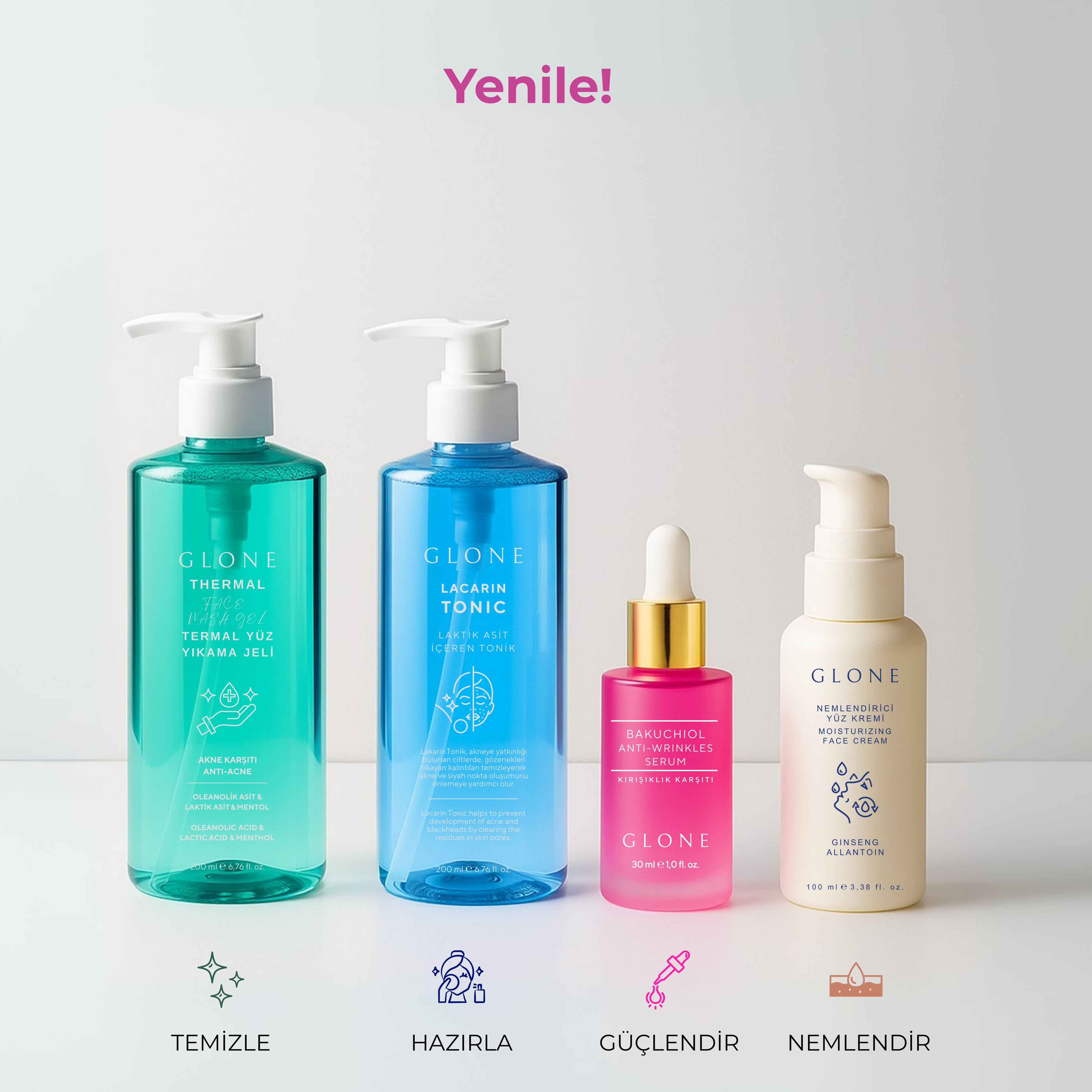 GLONE Bakuchiol Kırışıklık Karşıtı Serum 30ml | Bakuchiol, Hyaluronik Asit & Centella Asiatica İçeren Kırışıklık Karşıtı Serum | Doğal Retinol Alternatifi | Cilt Sıkılaştırma ve Nem