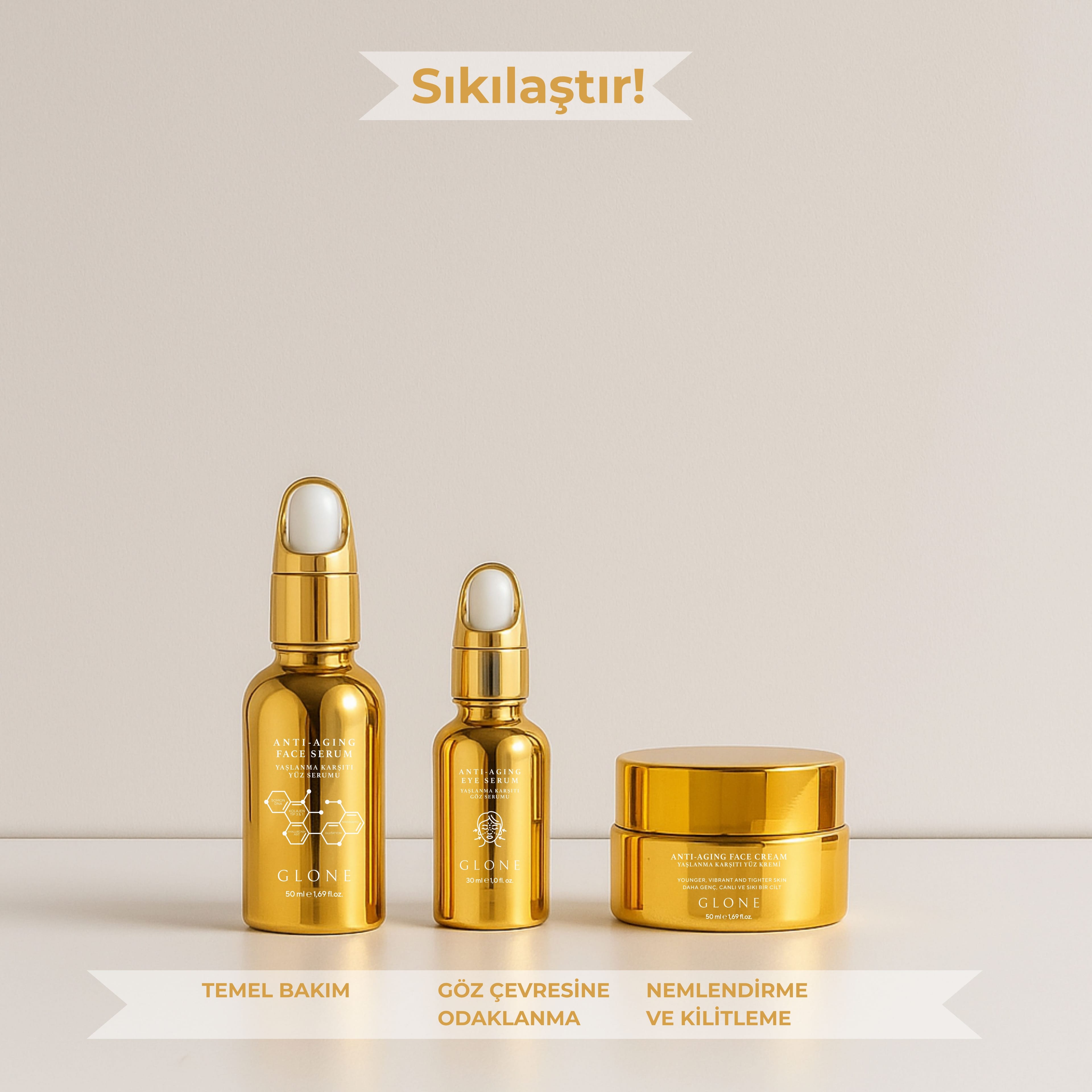 Anti Aging Yüz Serumu 50 ml | Kol I&III+Glutatyon+Somon DNA - Niasinamid+HA ile Kırışık/Leke Karşıtı