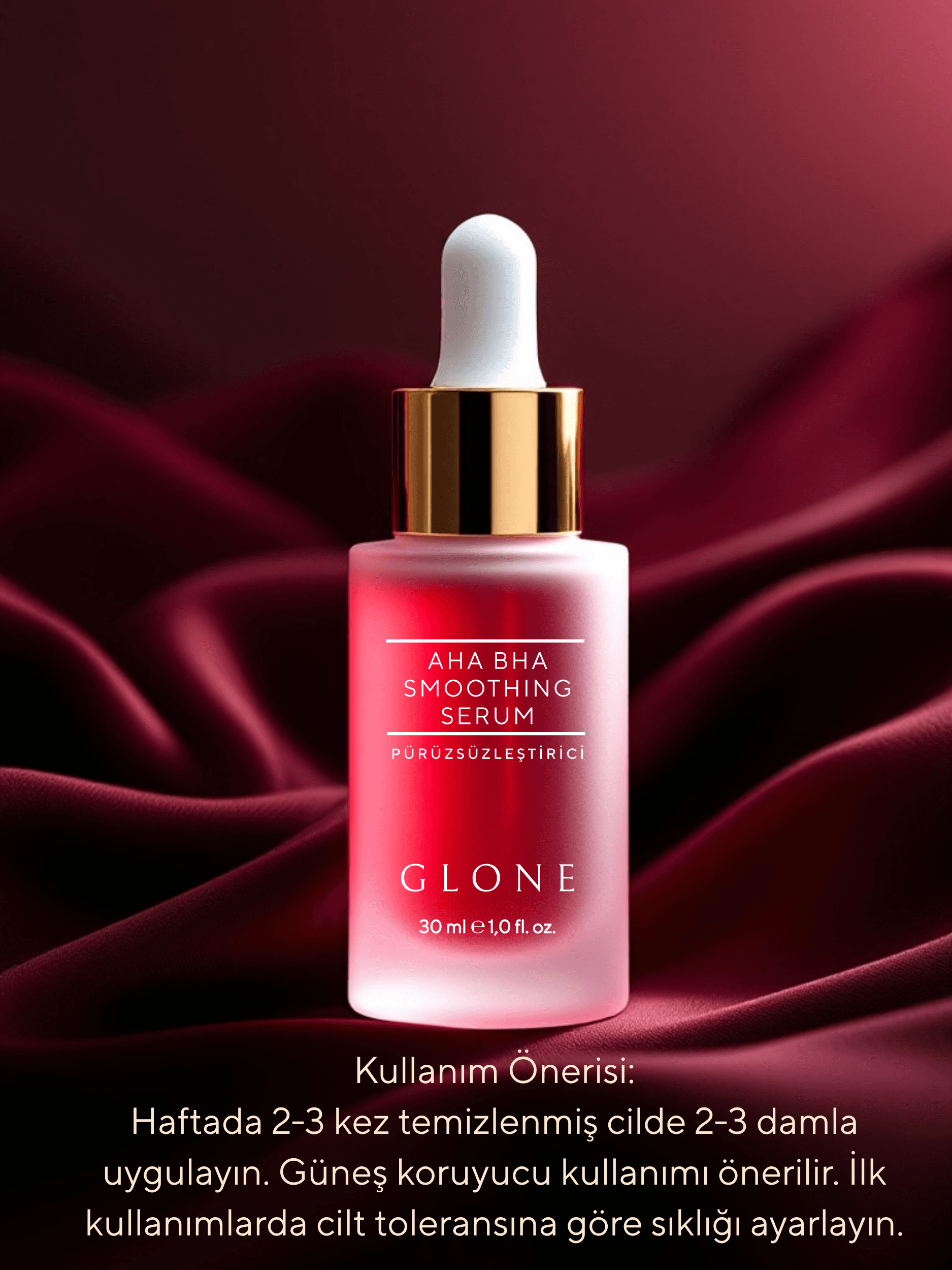 GLONE AHA BHA Pürüzsüzleştirici Serum 30ml | Hyaluronik Asit, Glycolic Acid & Centella Asiatica İçeren Peeling Serum | Cilt Yenileme ve Parlaklık
