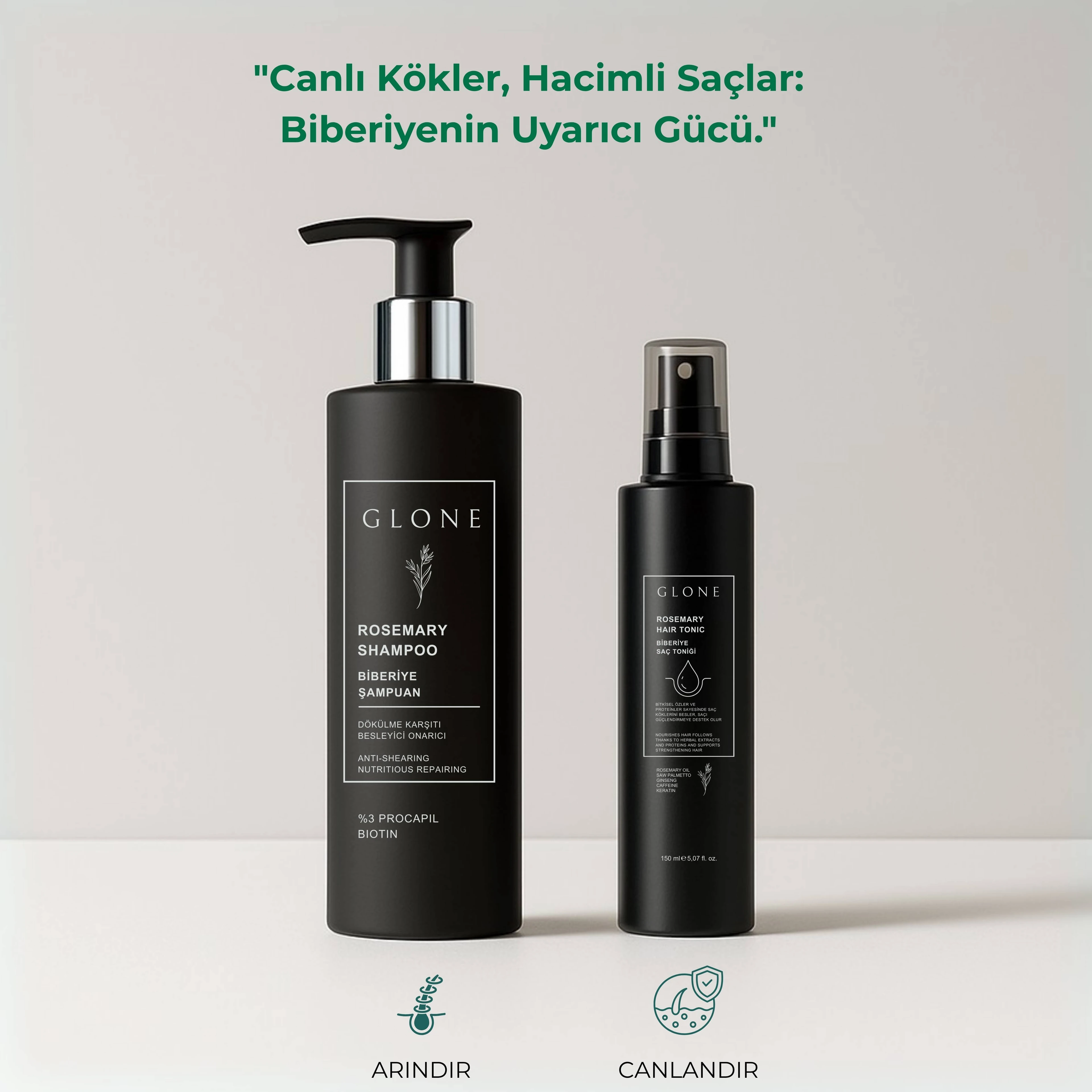 2 Aşamalı Kök Canlandırma Seti | Biberiye Şampuanı + Biberiye Saç Toniği
