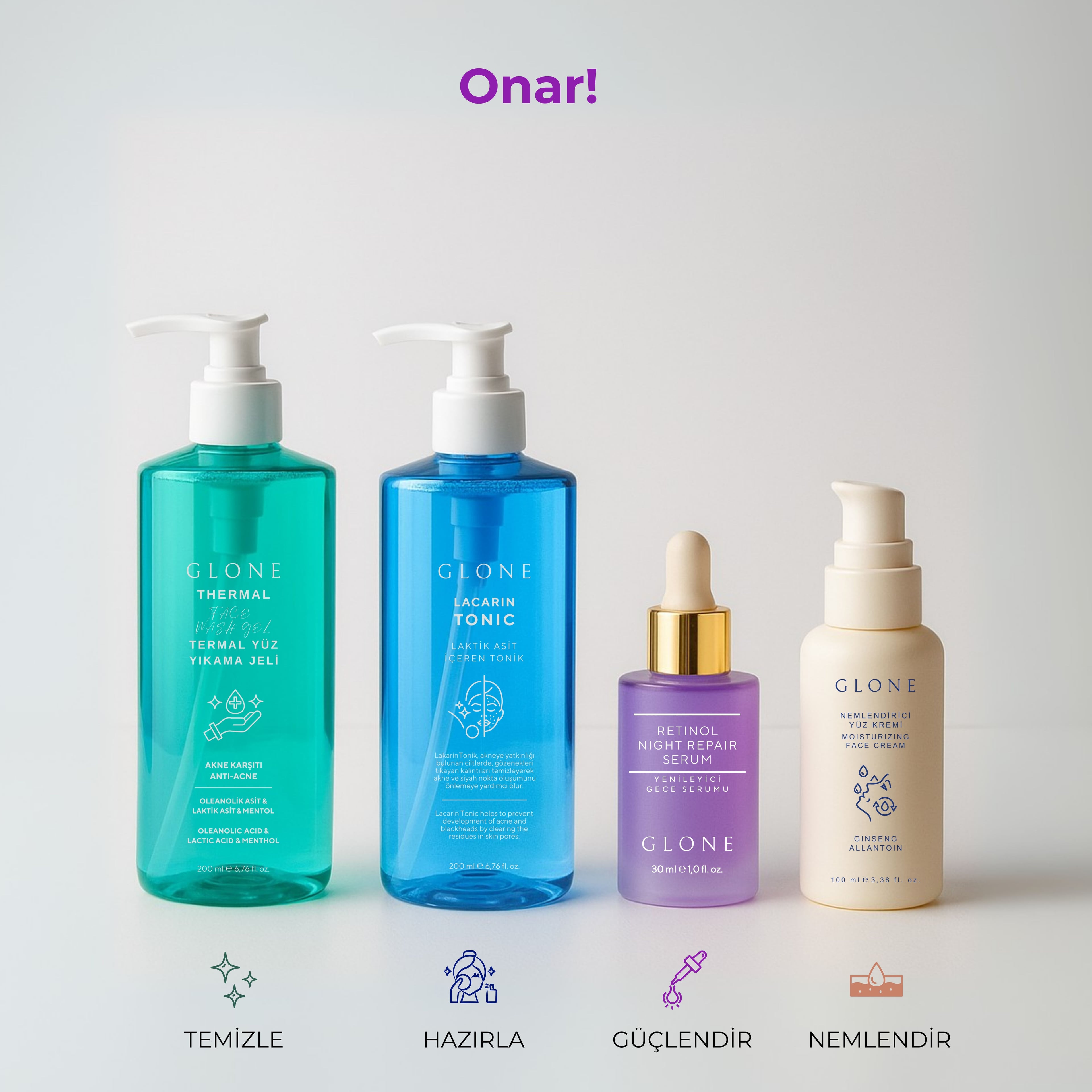 GLONE Retinol Yenileyici Gece Serumu 30ml | Retinol, Niacinamide & Hyaluronik Asit İçeren Anti-Aging Serum | Kırışıklık Karşıtı ve Nem Dengesi