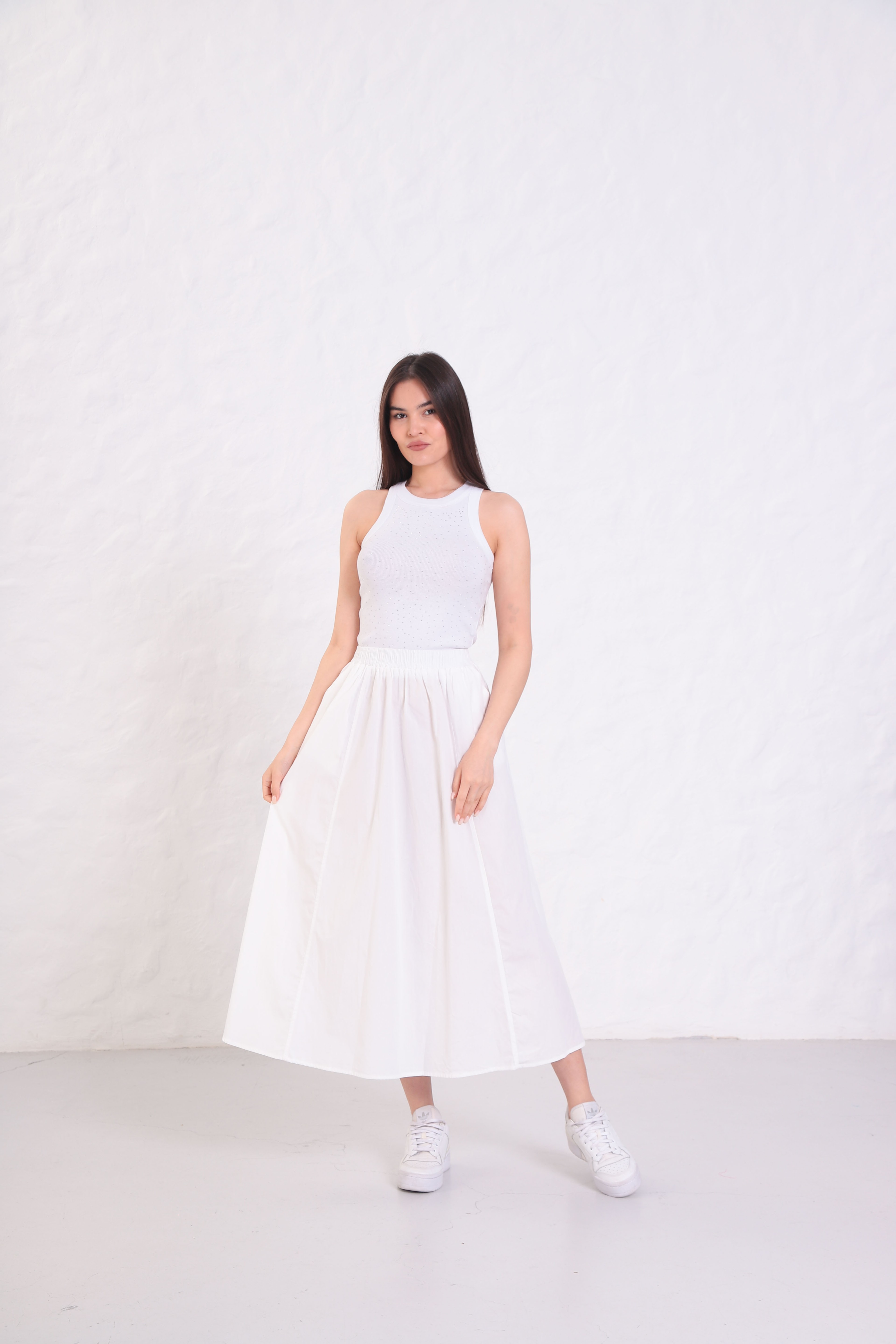 Poplin Etek - Beyaz