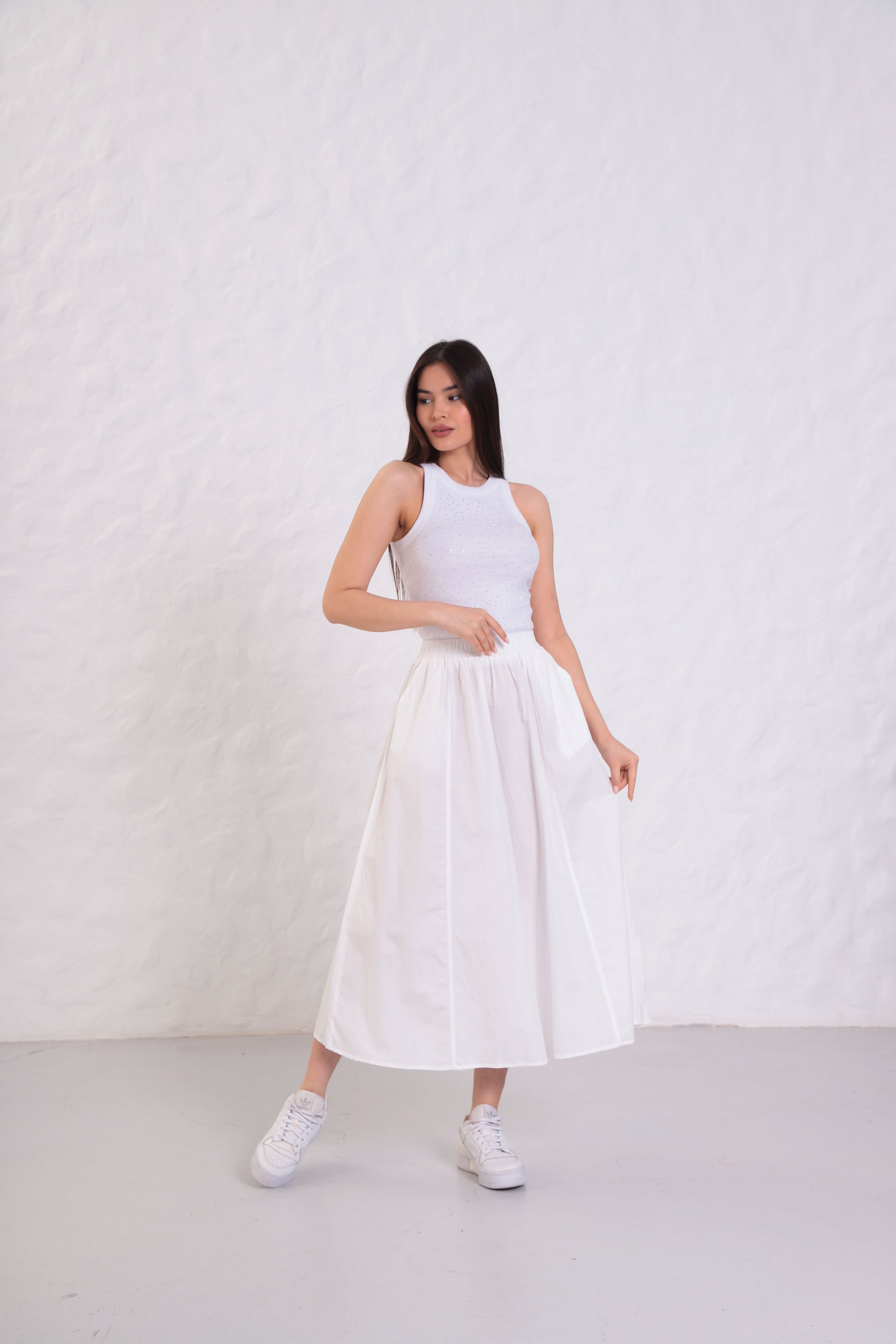 Poplin Etek - Beyaz